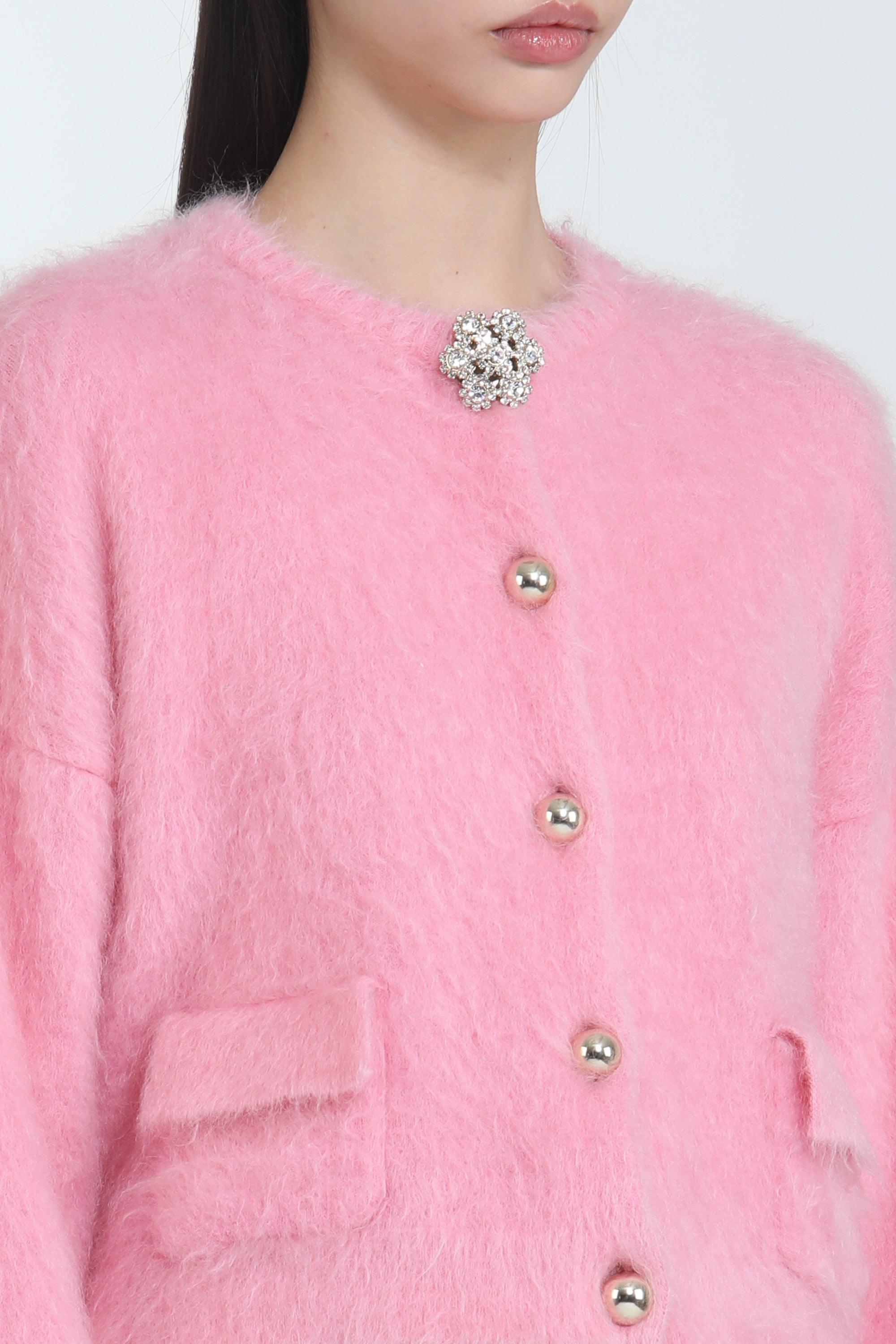 CREW NECK CARDIGAN WITH JEWEL BUTTONS - 5