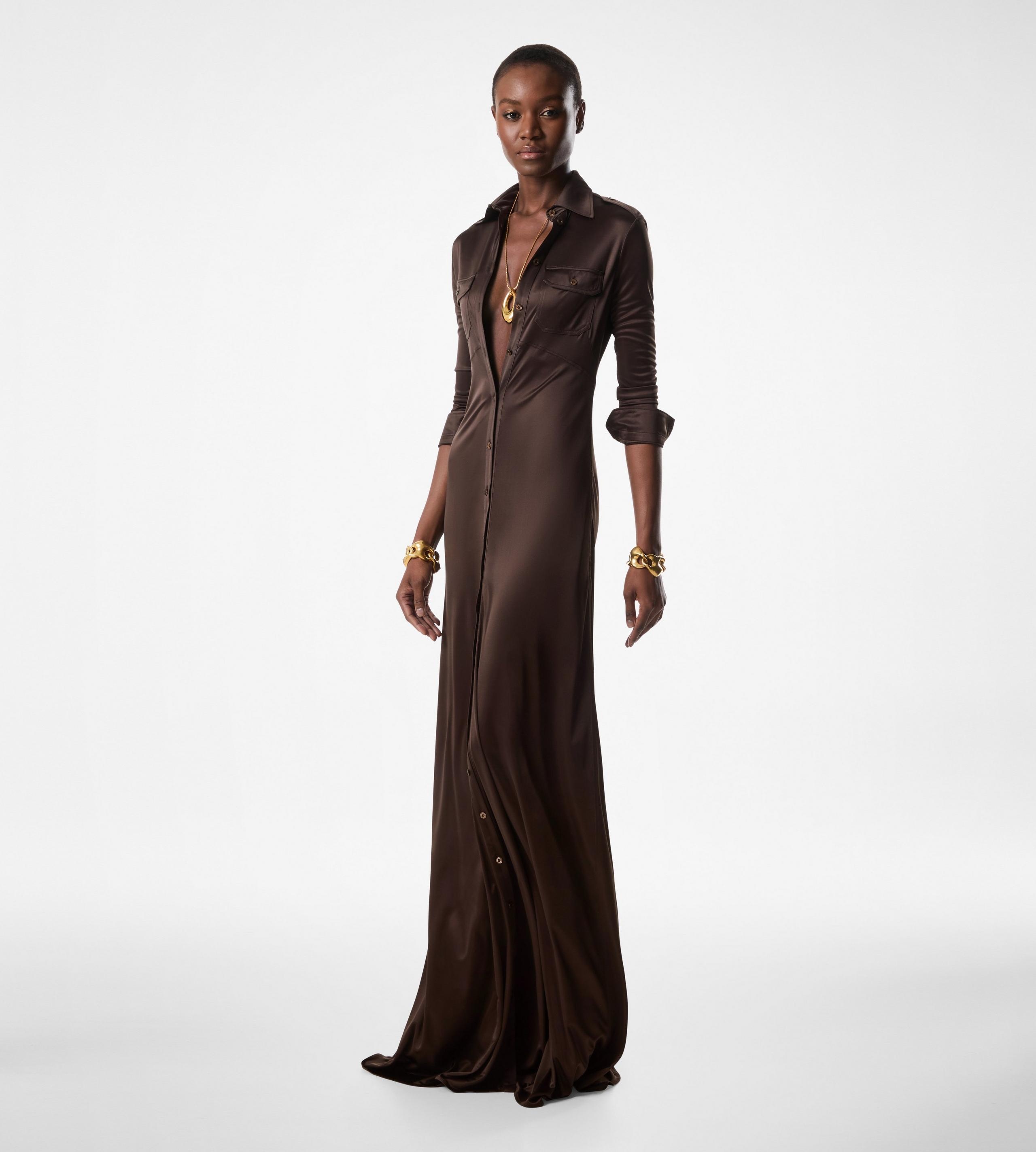 SHIMMERY JERSEY LONG SHIRT DRESS - 2