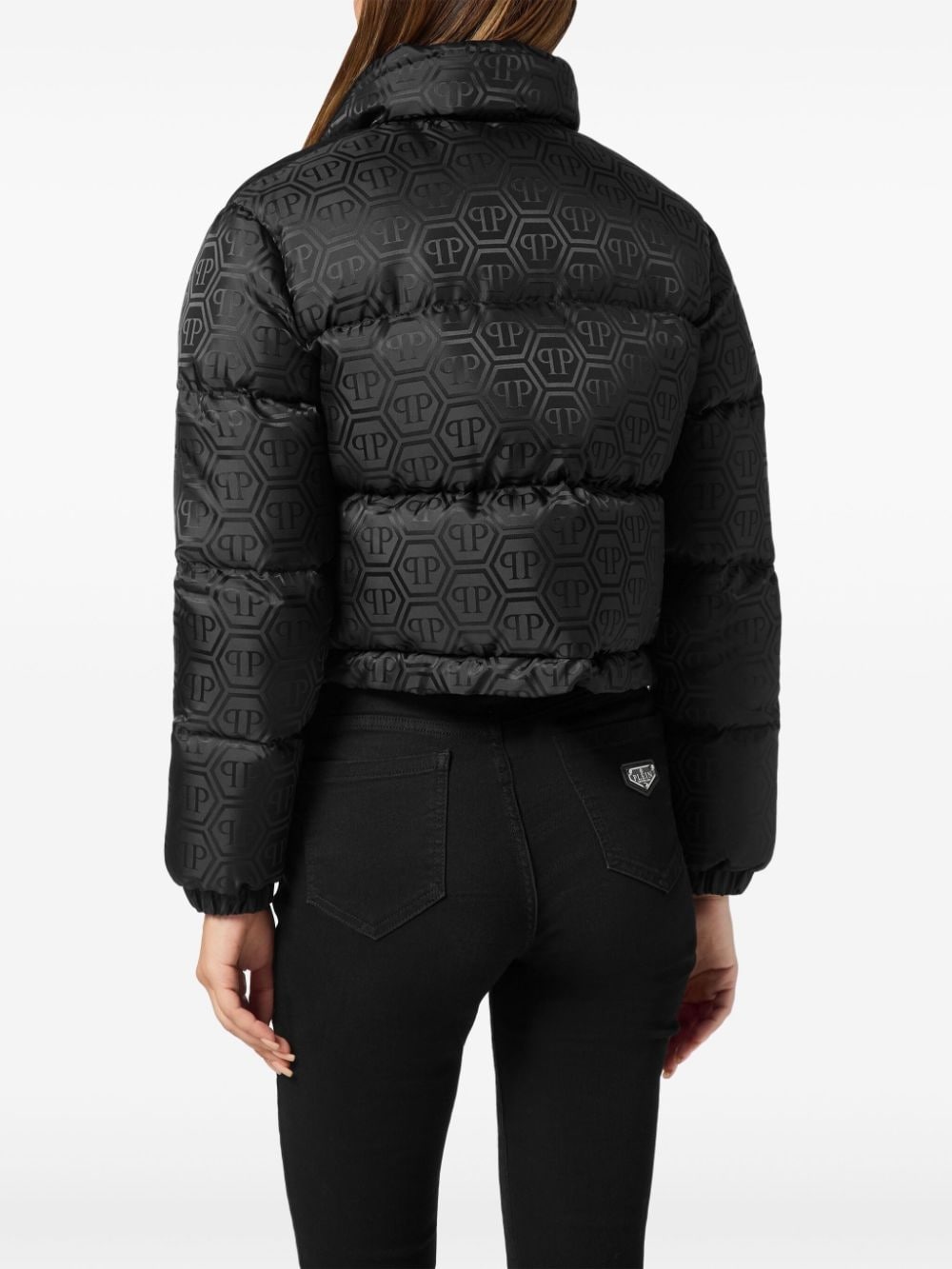 monogram cropped puffer jacket - 4
