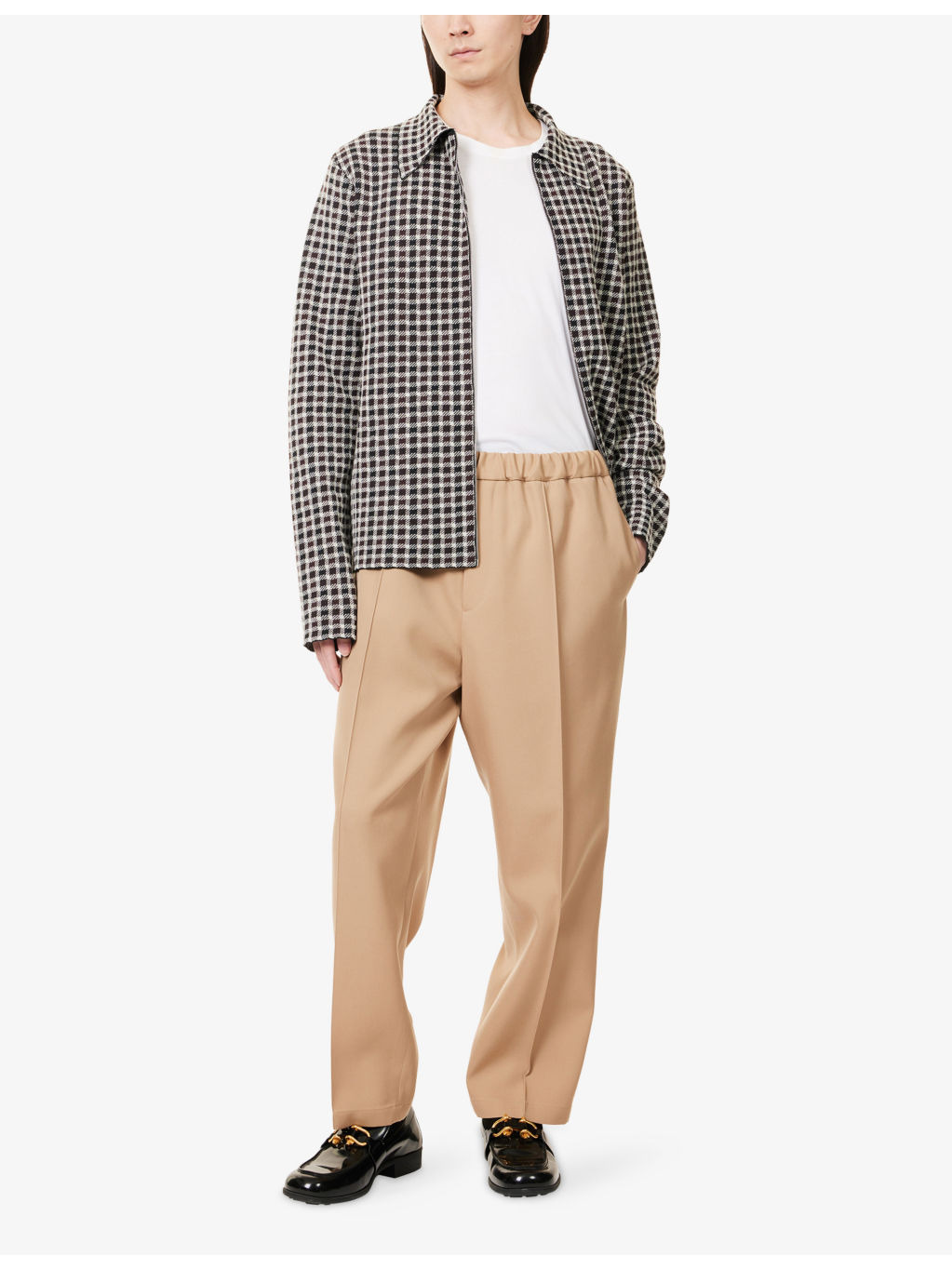 Drawstring Wide Tapered-Leg Wool Gabardine Trousers - 2
