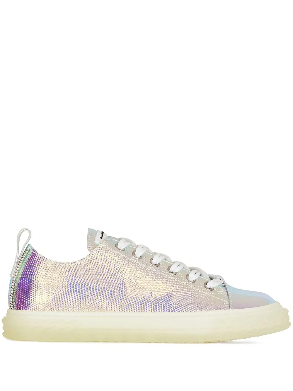 metallic lace-up trainers - 1