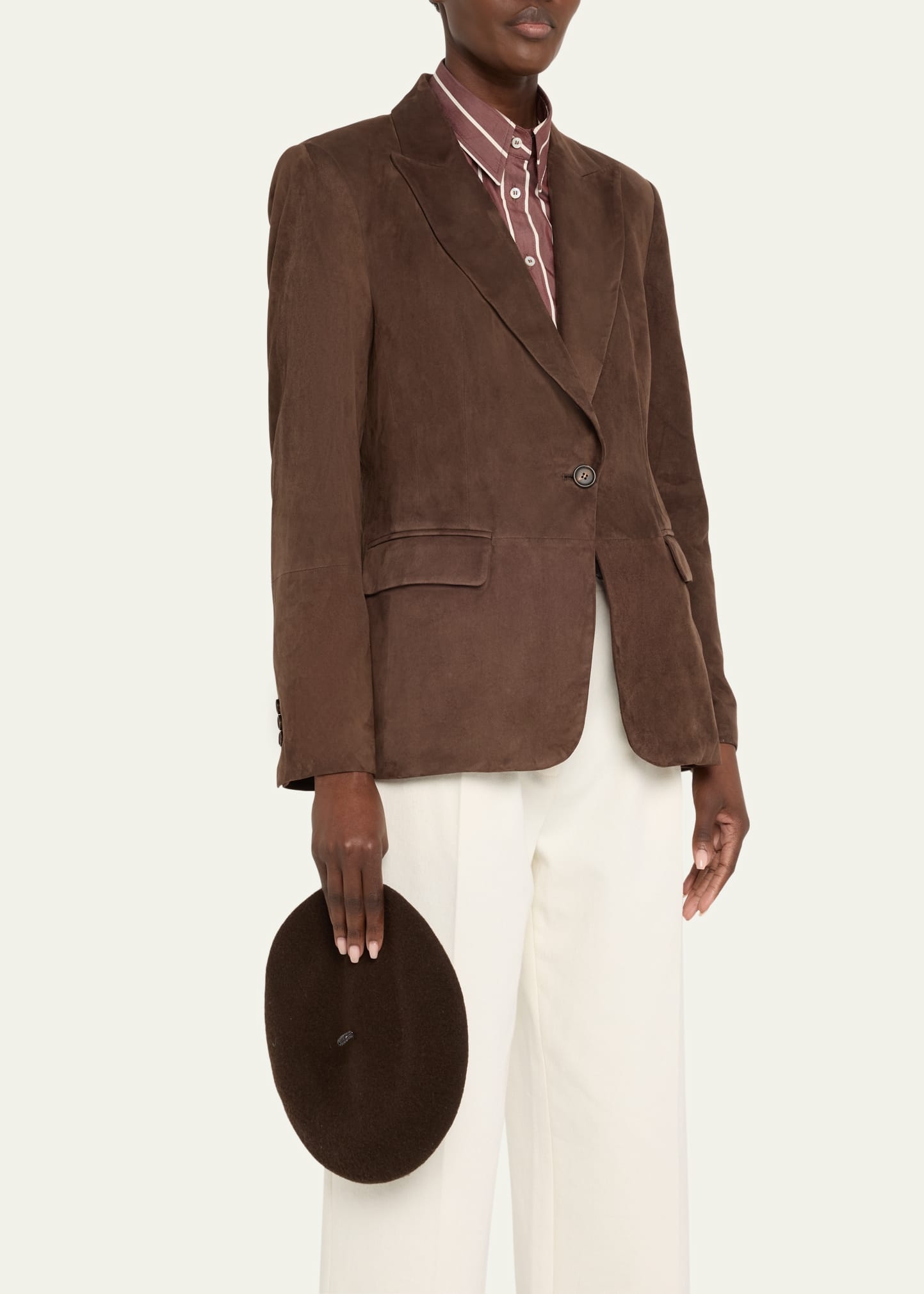 Suede Single-Breasted Blazer Jacket - 4