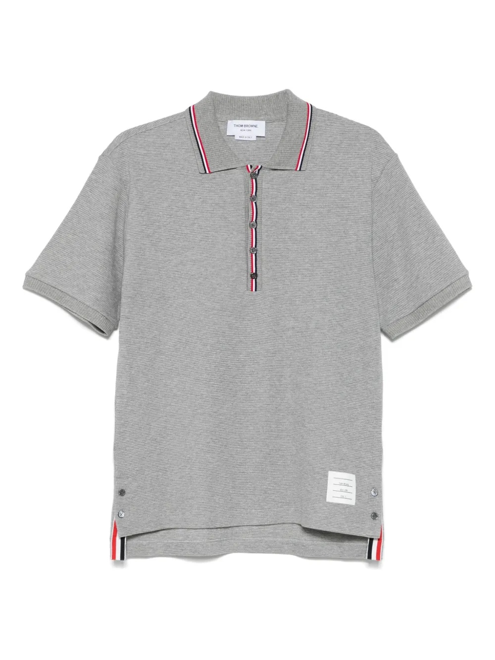 THOM BROWNE - Men Short Sleeve Rib Cuff Polo W/ Rwb Stripe - 4