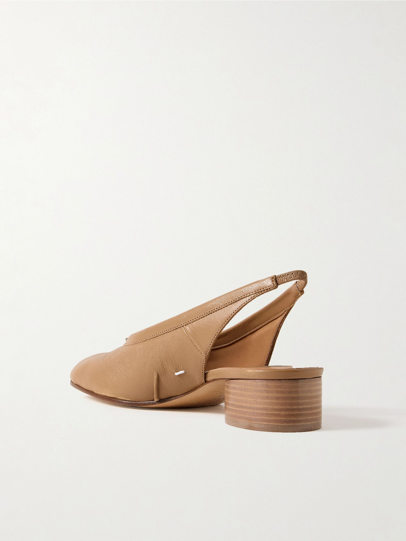 Tabi split-toe leather slingback pumps Tan - 3