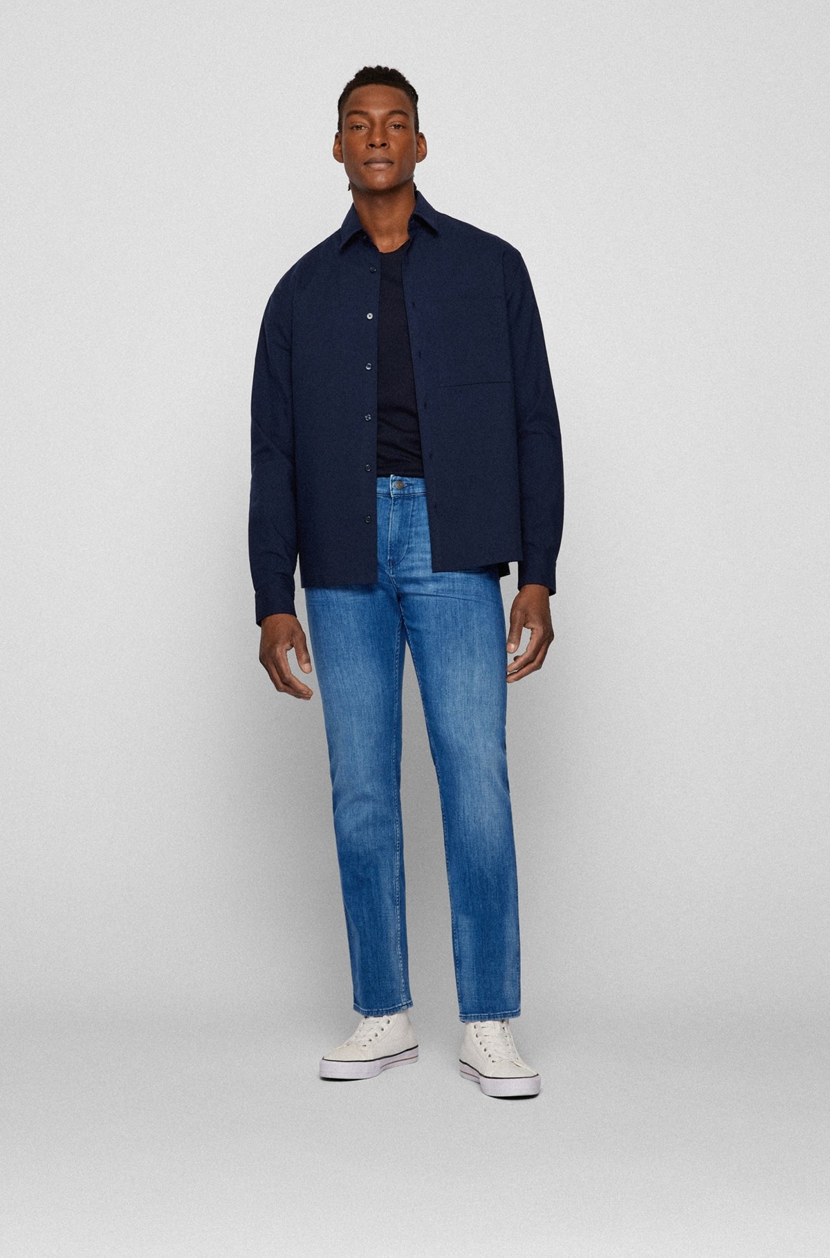 SLIM-FIT JEANS IN BLUE ITALIAN CASHMERE-TOUCH DENIM - 3