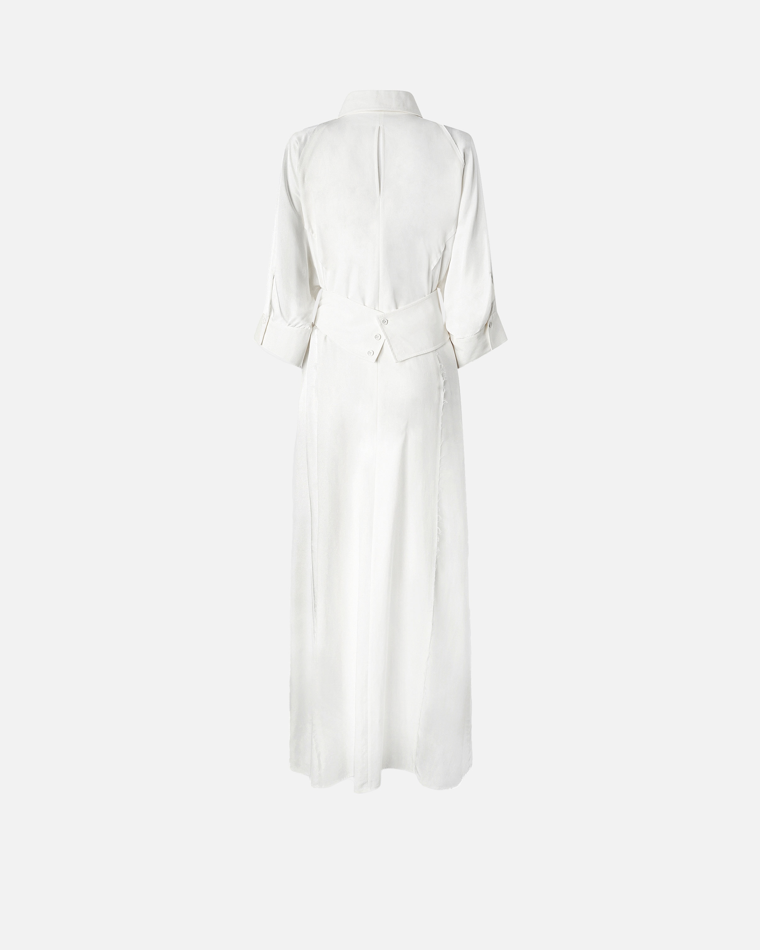 LONG HABOTAI AND COTTON SHIRT DRESS - 6