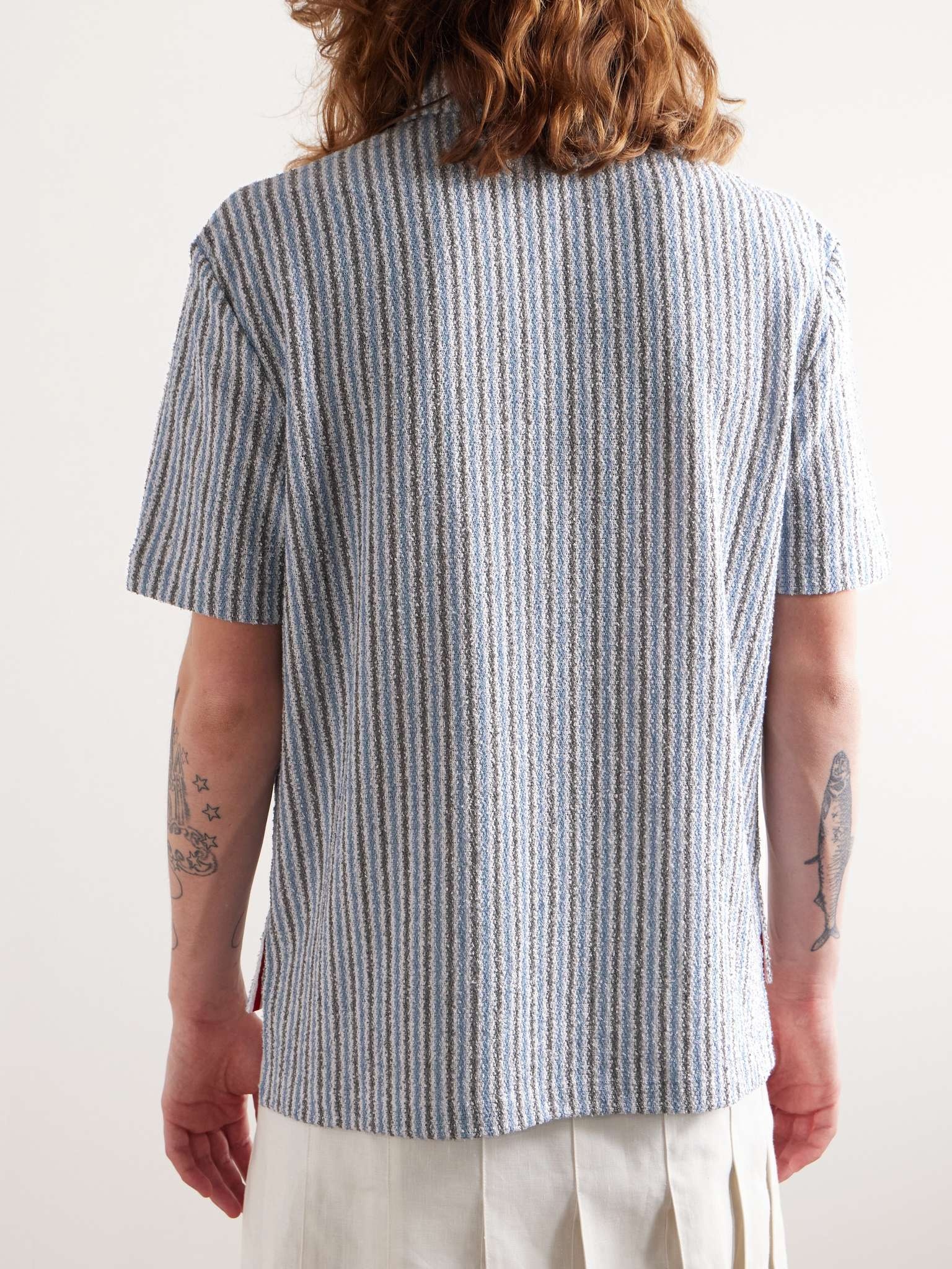 Logo-Appliquéd Striped Cotton-Blend Terry Shirt - 3