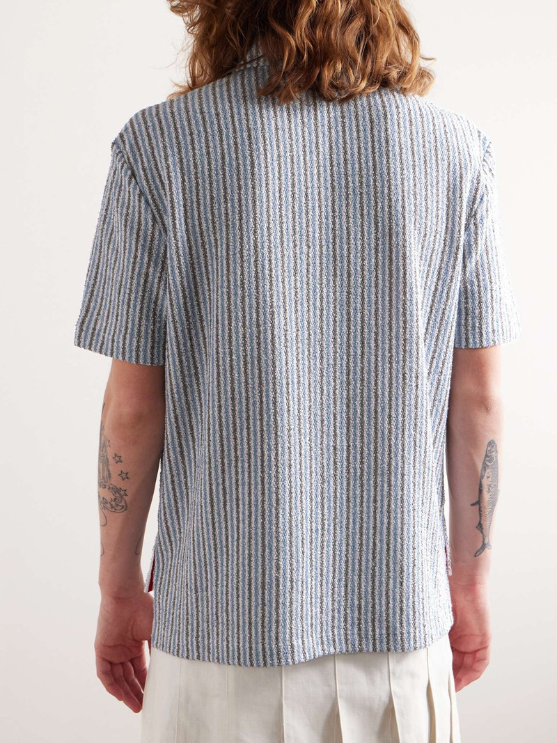Logo-Appliquéd Striped Cotton-Blend Terry Shirt 3