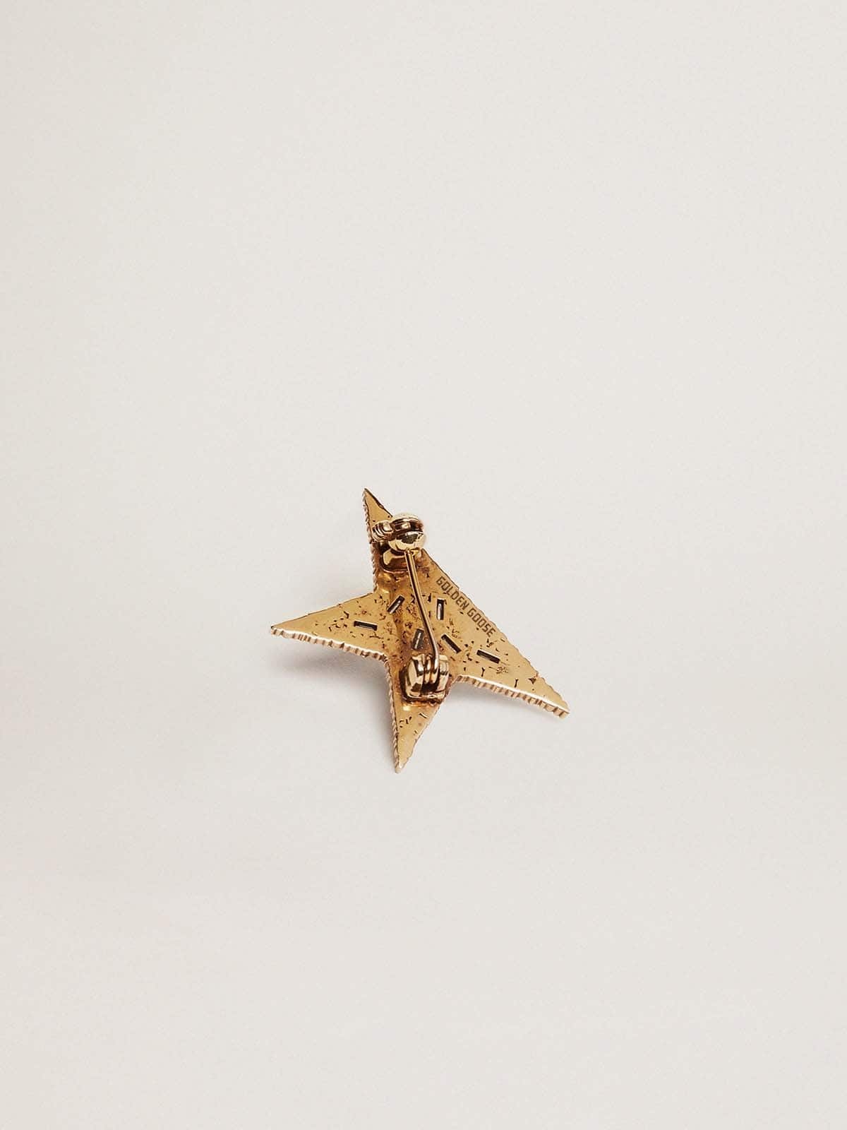 Women's antique gold-colored brooch with decorative crystals - 2