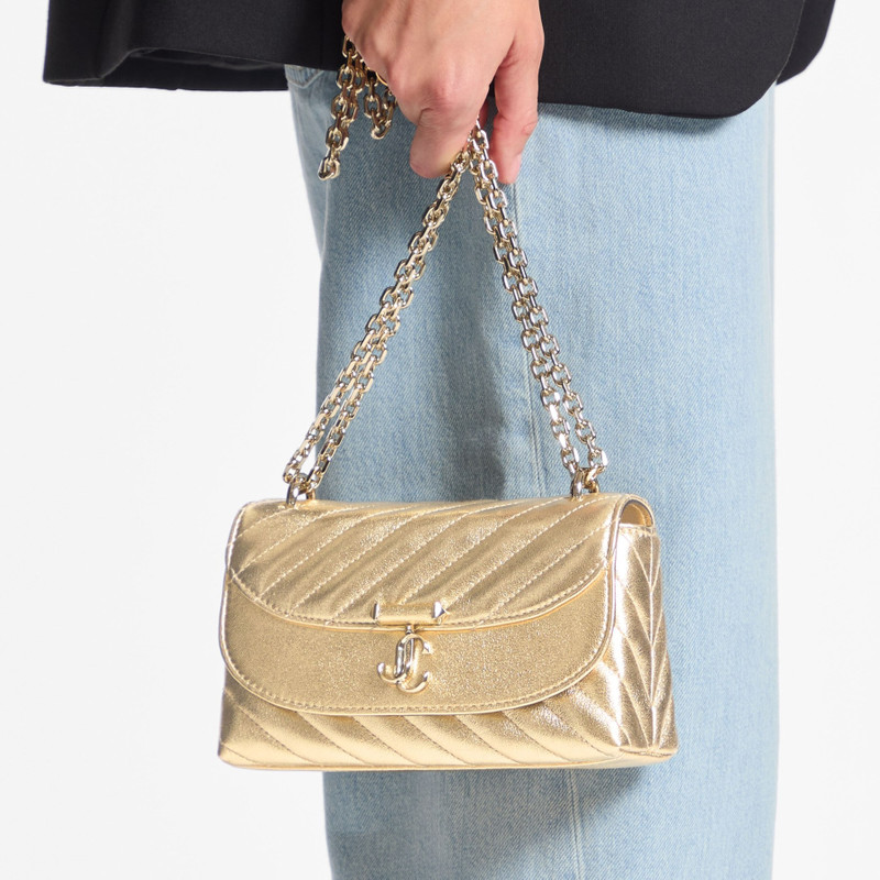 JIMMY CHOO Curve Cross Body Small
Gold Quilted Metallic Nappa Leather Crossbody Bag outlook