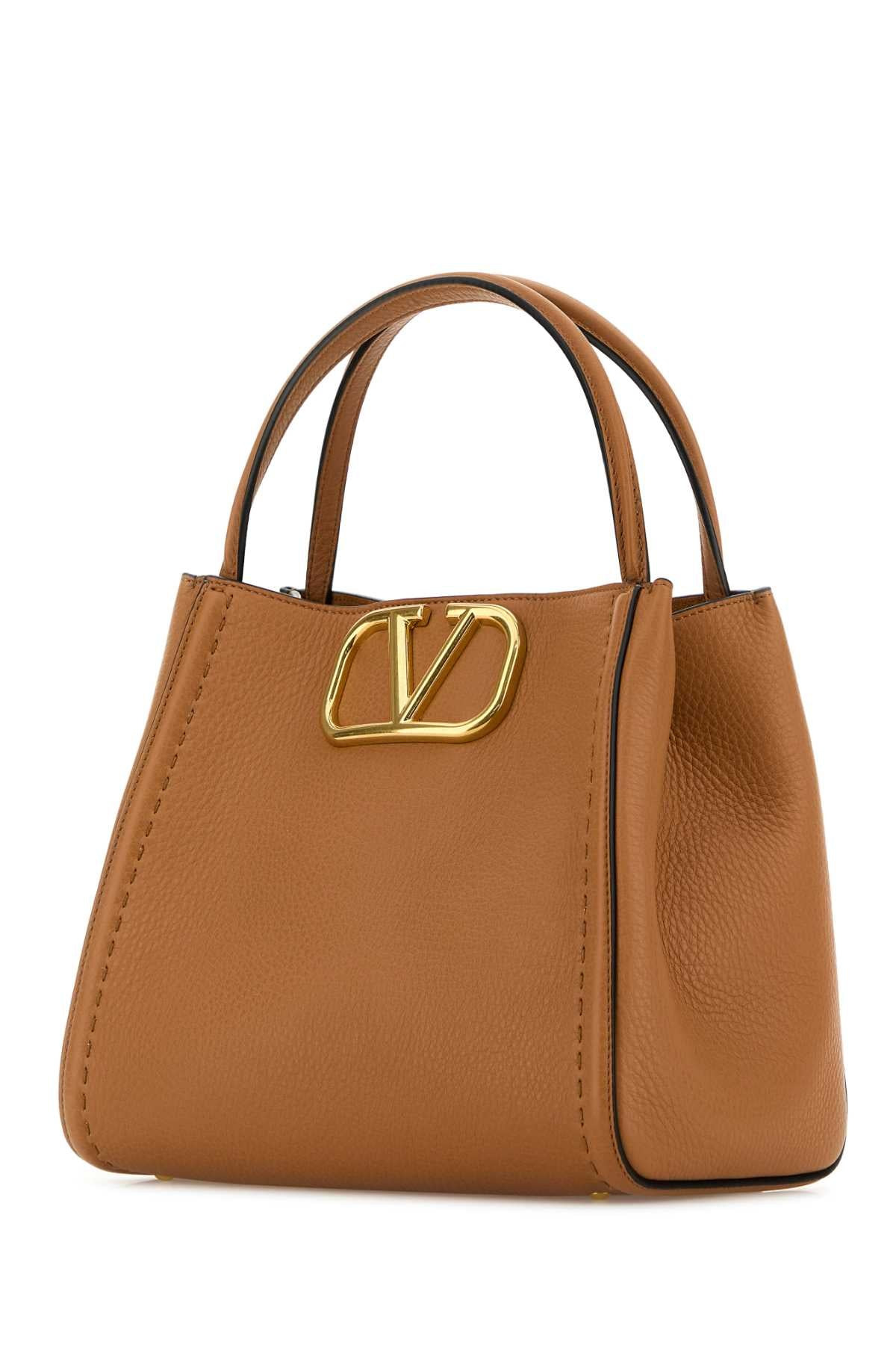 Valentino Garavani Women Camel Leather Medium Alltime Handbag - 2