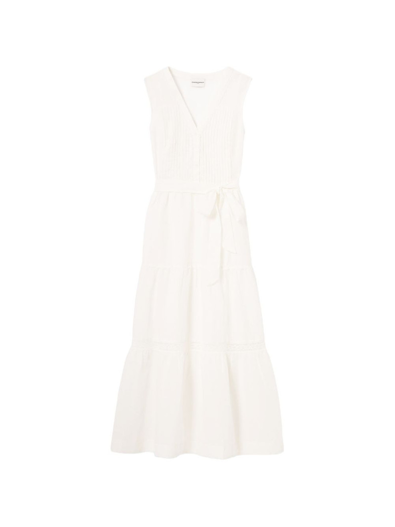 lace-trim belted dress 1