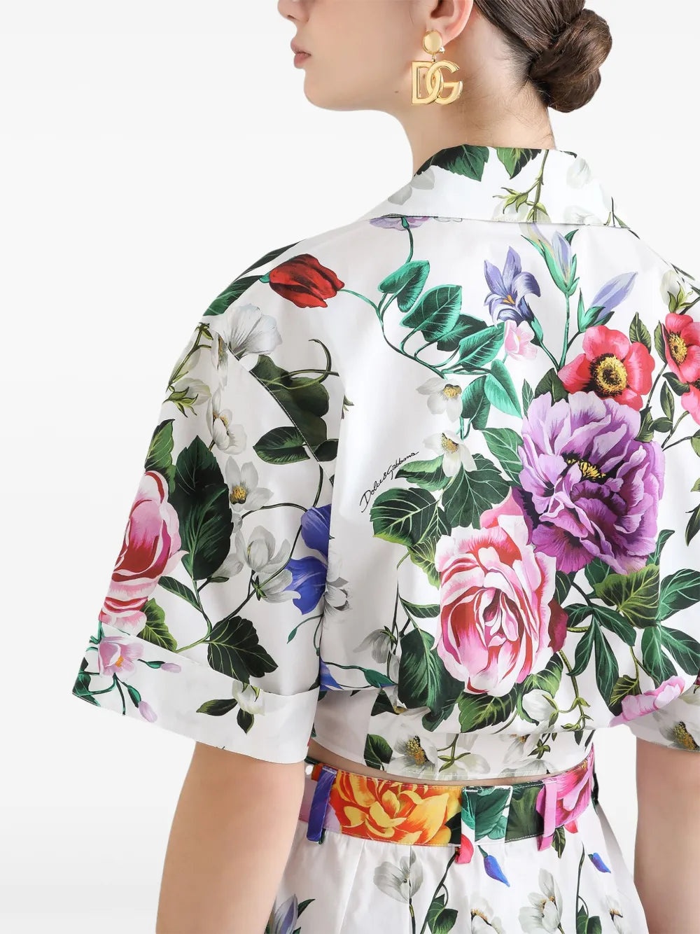 Shirt With Flower Print Bow - 4