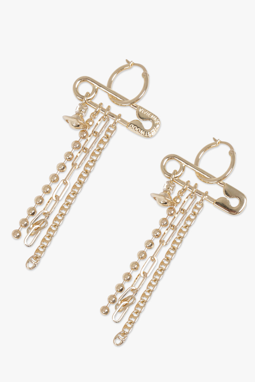 GINETTA SAFETY PIN DROP EARRINGS | GOLD - 2