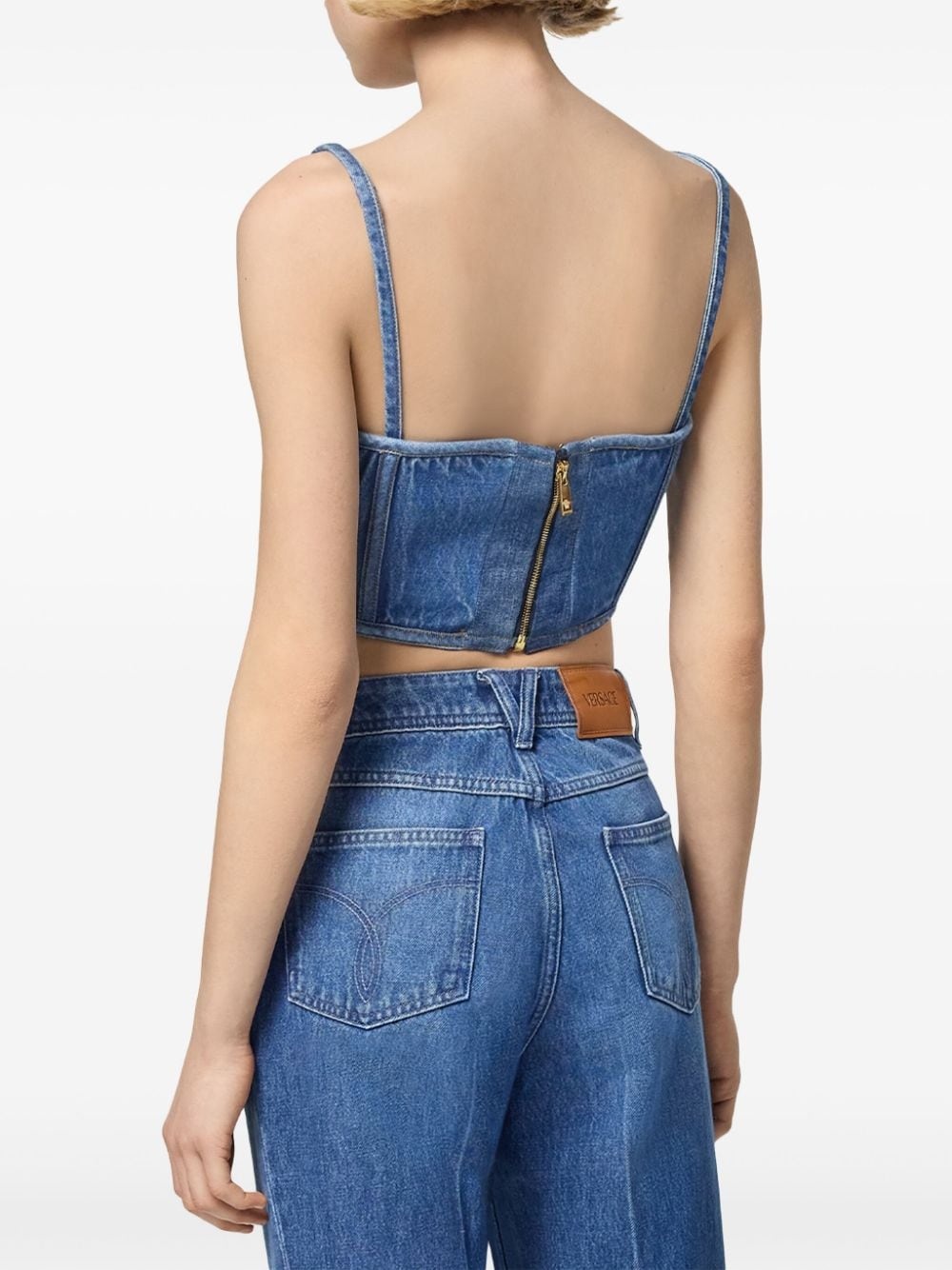 Medusa '95 denim corset top - 4