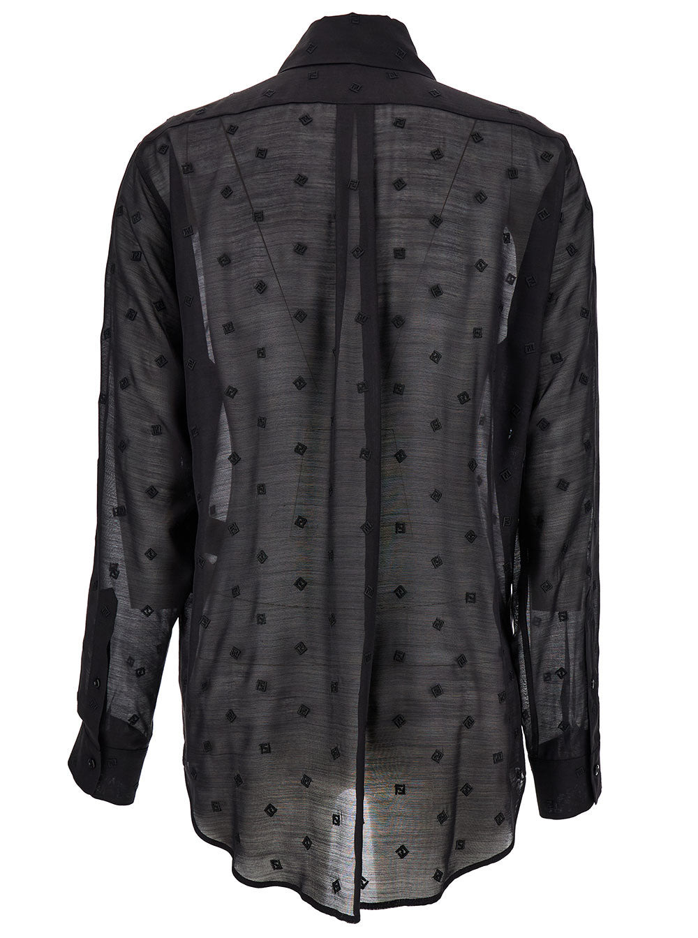 Fendi Women Black Shirt With Ff Logo Embroideries In Silk And Wool Woman - 2