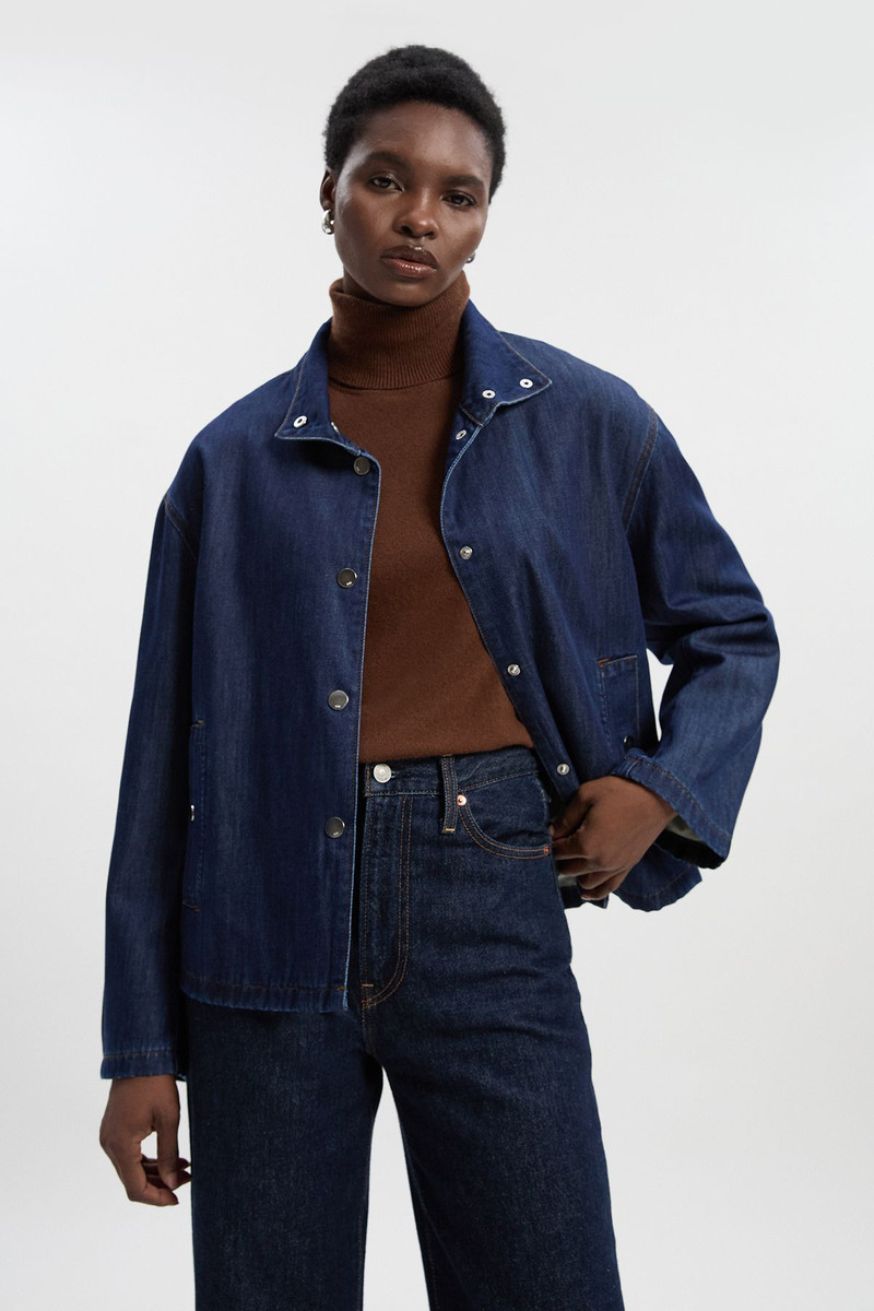 KAREN MILLEN Denim Funnel Neck Jacket outlook