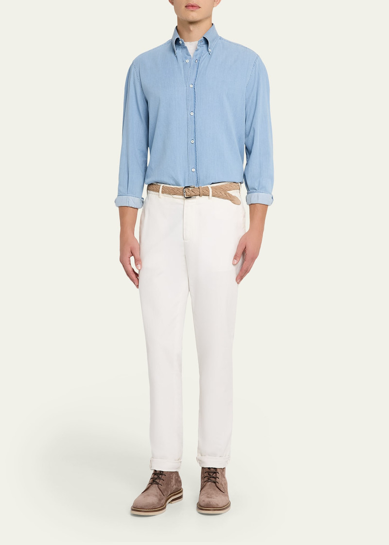 Brunello Cucinelli Men's Cotton Denim Button-Down Shirt outlook