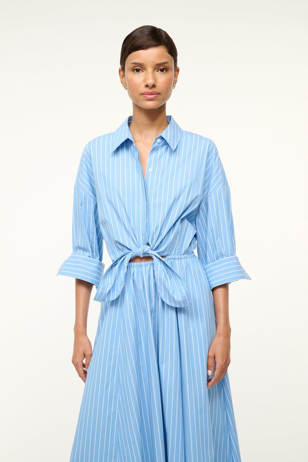 STAUD LISA DRESS AZURE PINSTRIPE - 4