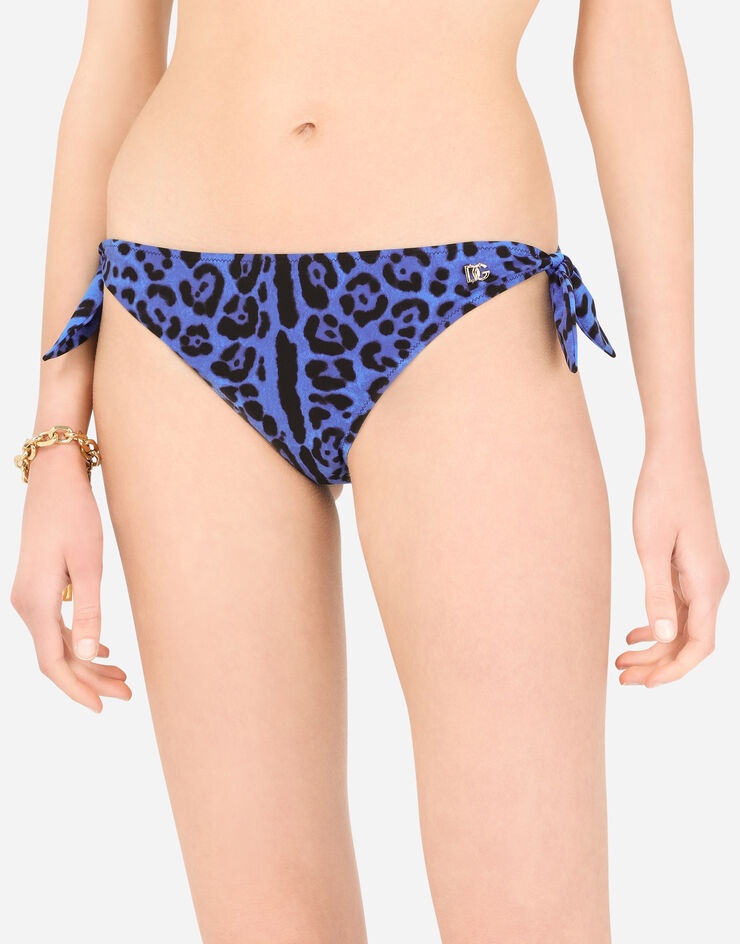 Bikini bottoms with neon leopard print with ties - 4