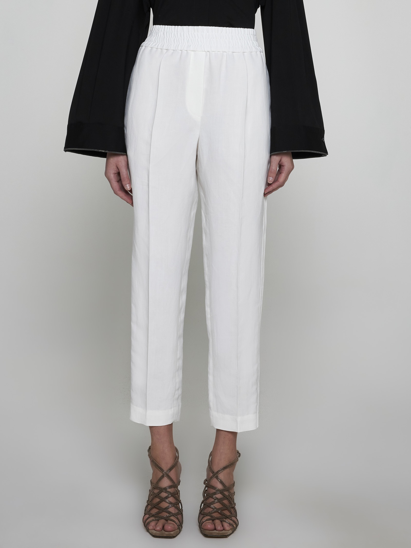 Viscose and linen trousers - 3