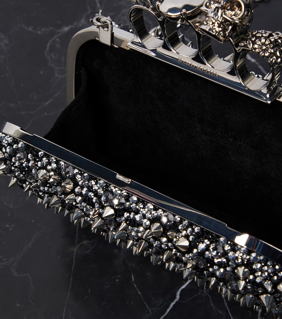 Knuckle embellished leather clutch - 3