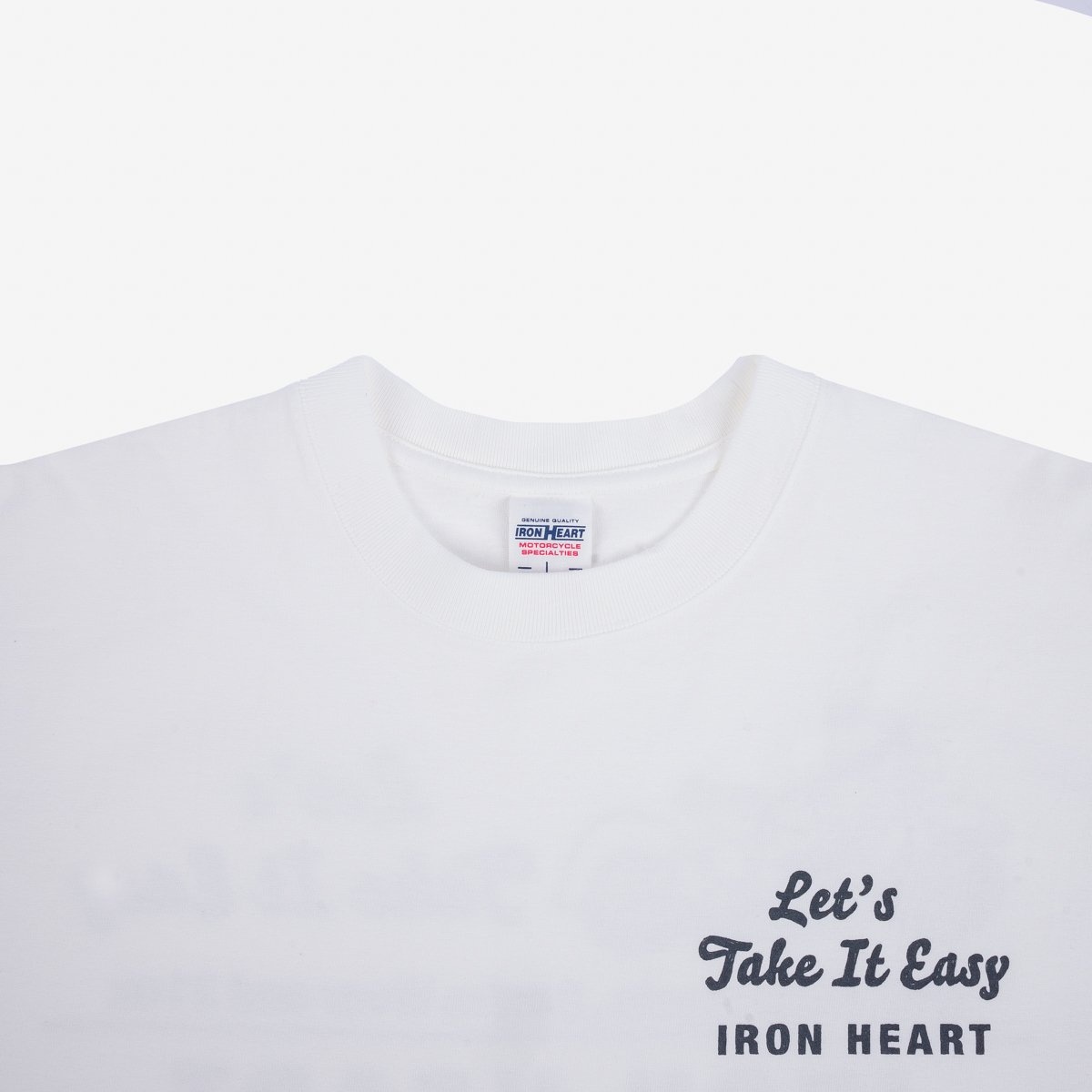 IHT-2404-WHT 7.5oz Printed Loopwheel Crew Neck T-Shirt - White - 7