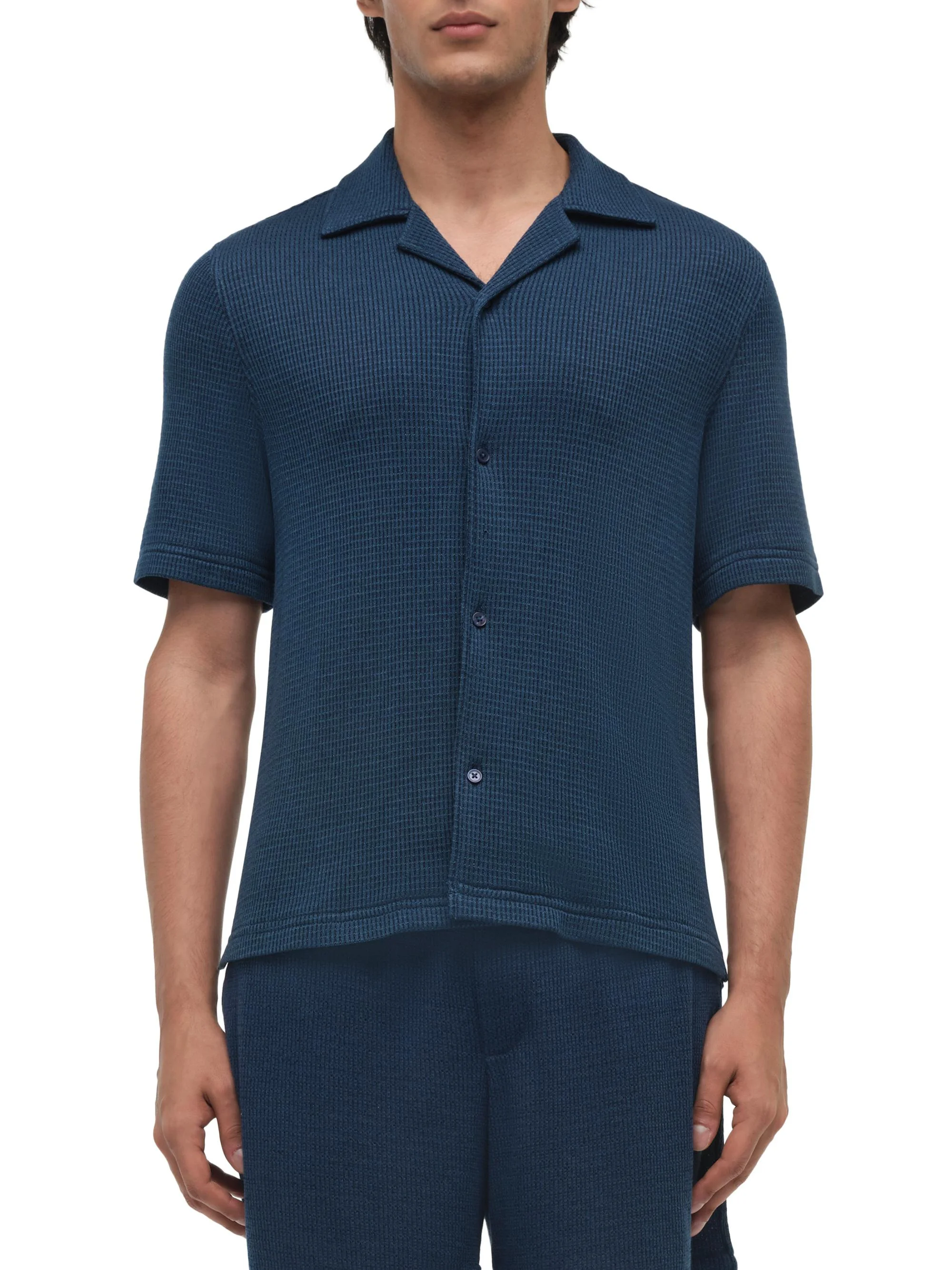 Men's Troy Waffle-Knit Button-Front Shirt - Midnight - 1