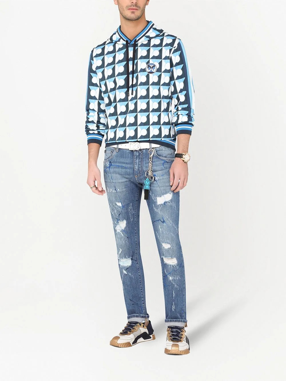 graphic distressed straight-leg jeans - 2