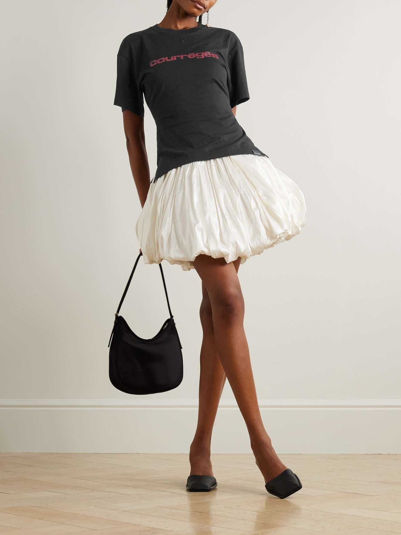 Embroidered printed cotton-jersey T-shirt Black - 2
