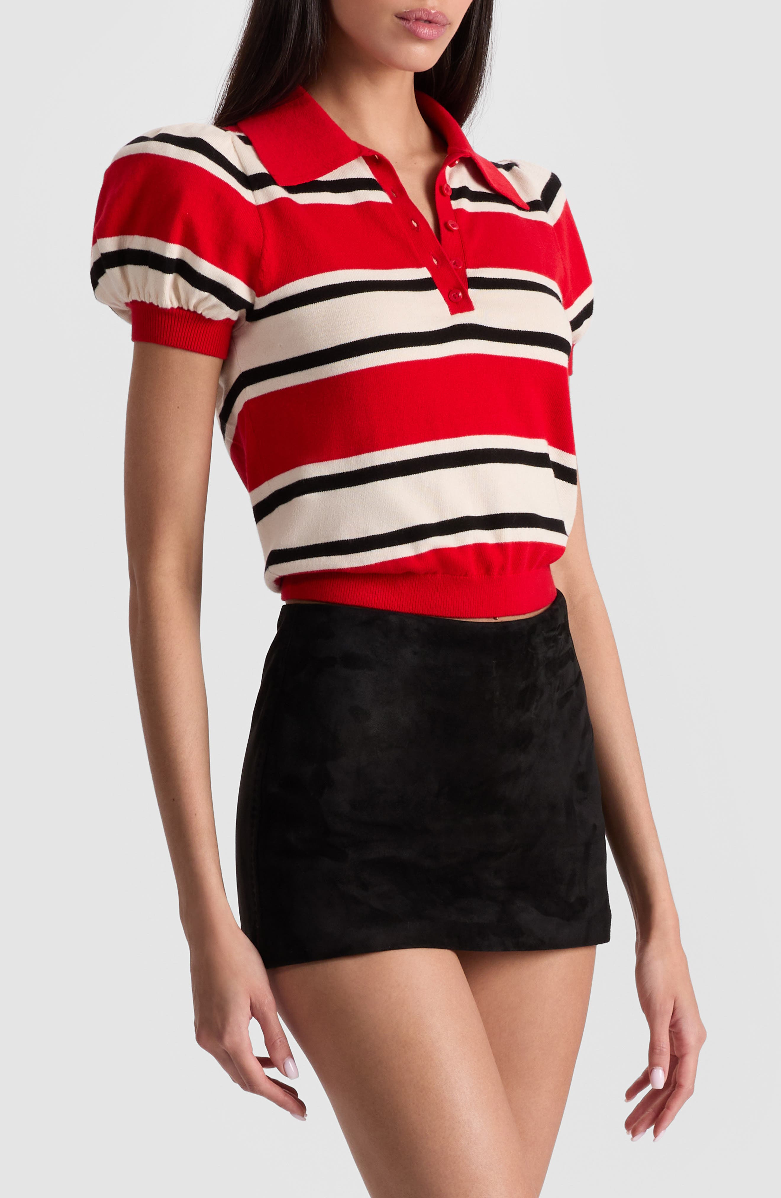 Alice + Olivia Ramona Stripe Cotton Blend Sweater in Perfect Ruby Multi at Nordstrom - 3