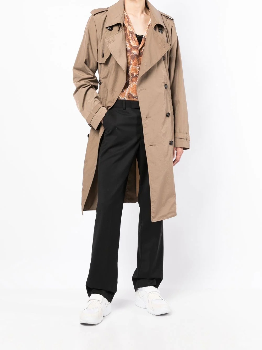 double-breasted belted trench coat - 2