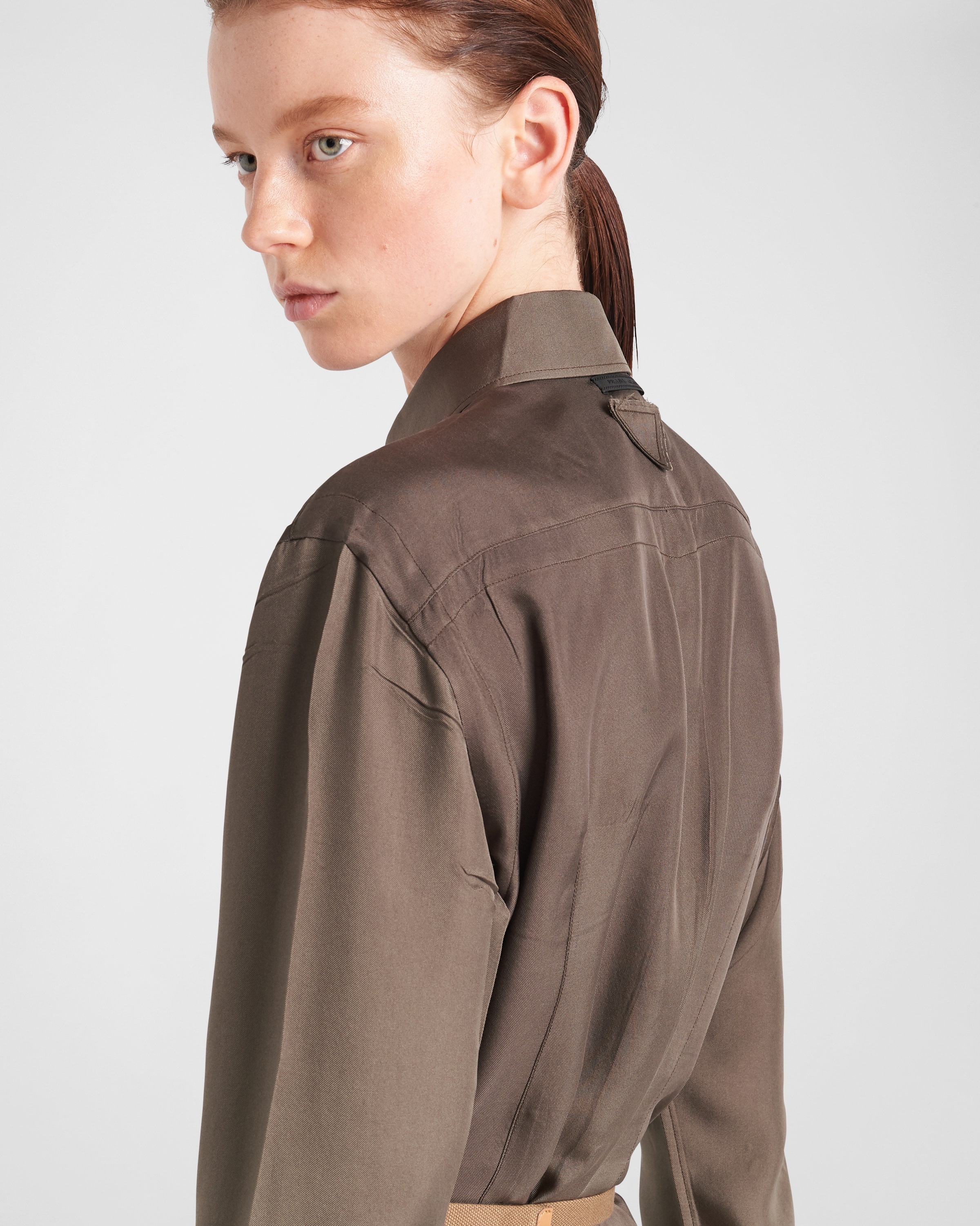 Silk twill shirt dress - 6