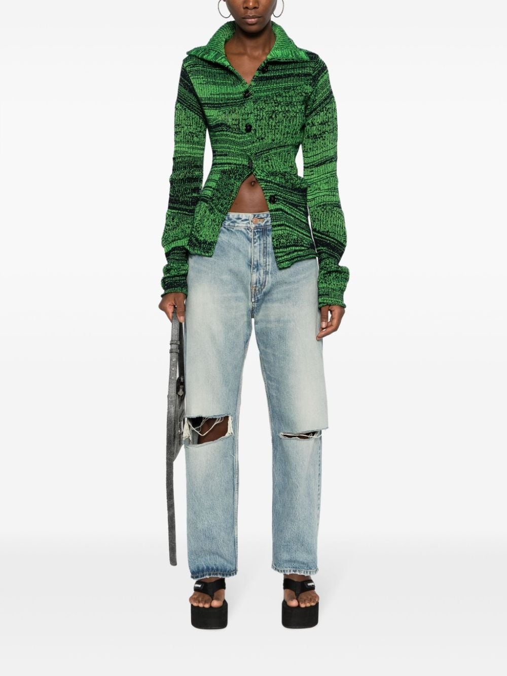 distressed low-rise wide-leg jeans - 3