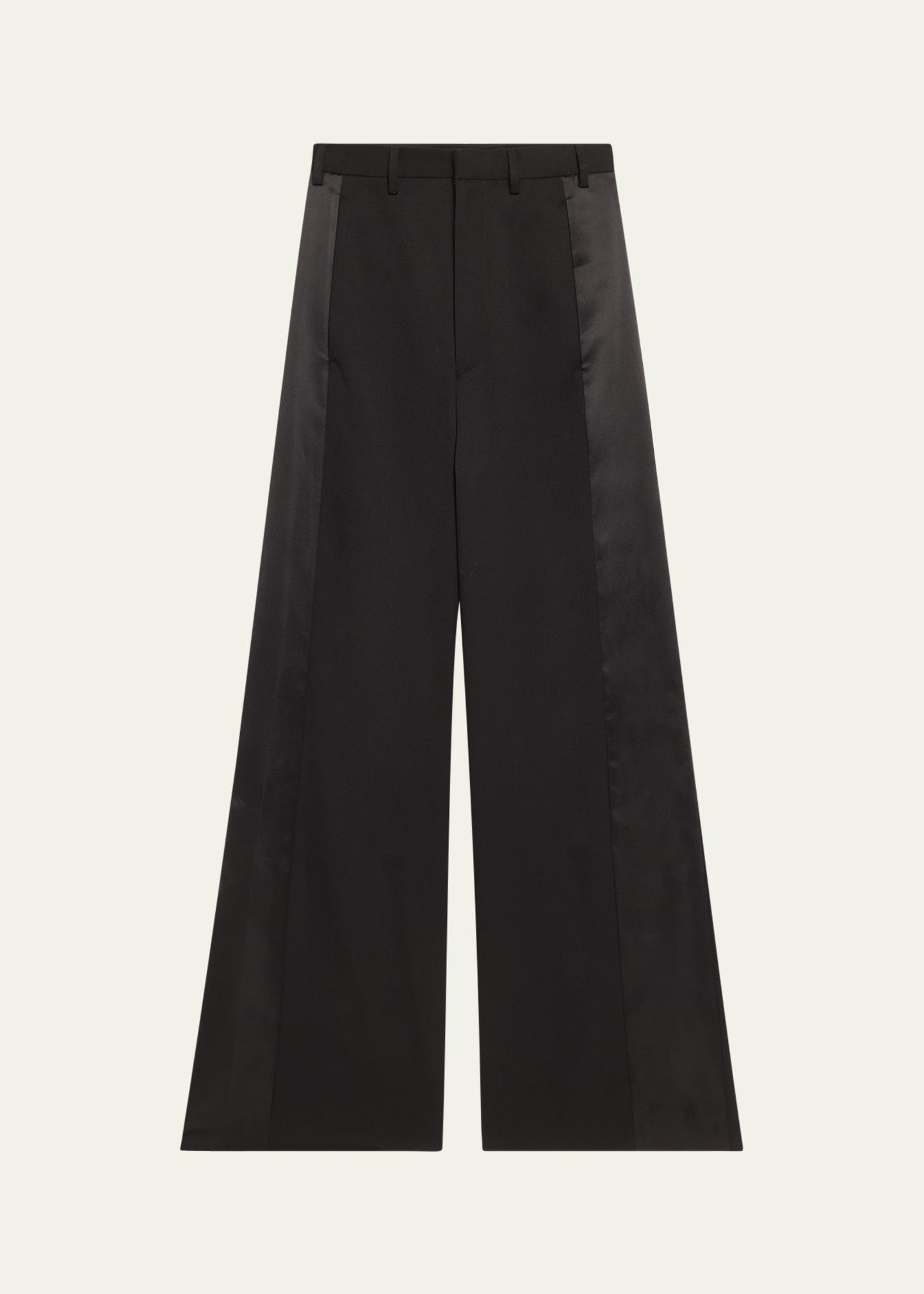 Wide-Leg Satin Panel Pants - 1