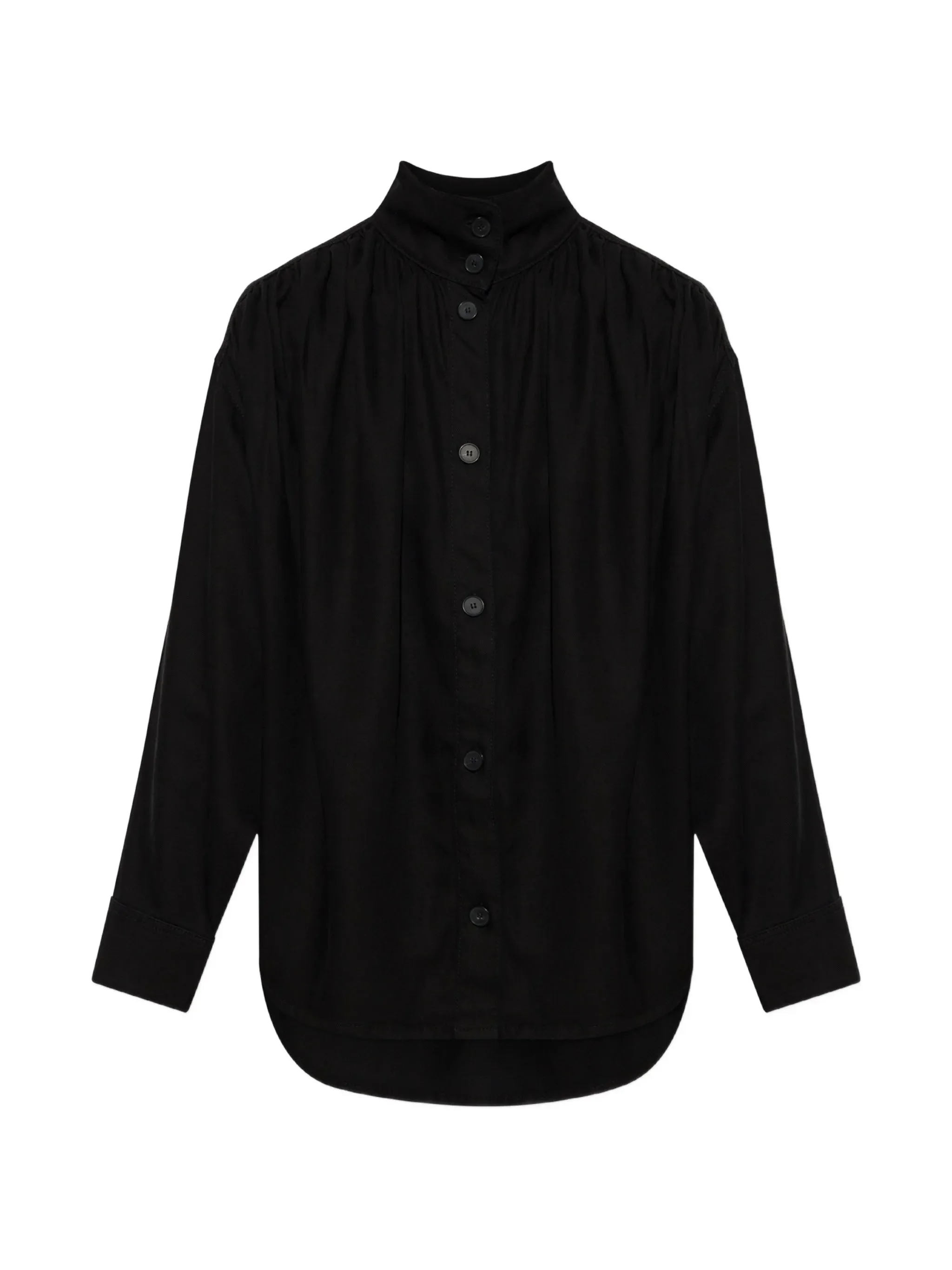 Iro Fenyra High-neck Gathered Denim Shirt - 1