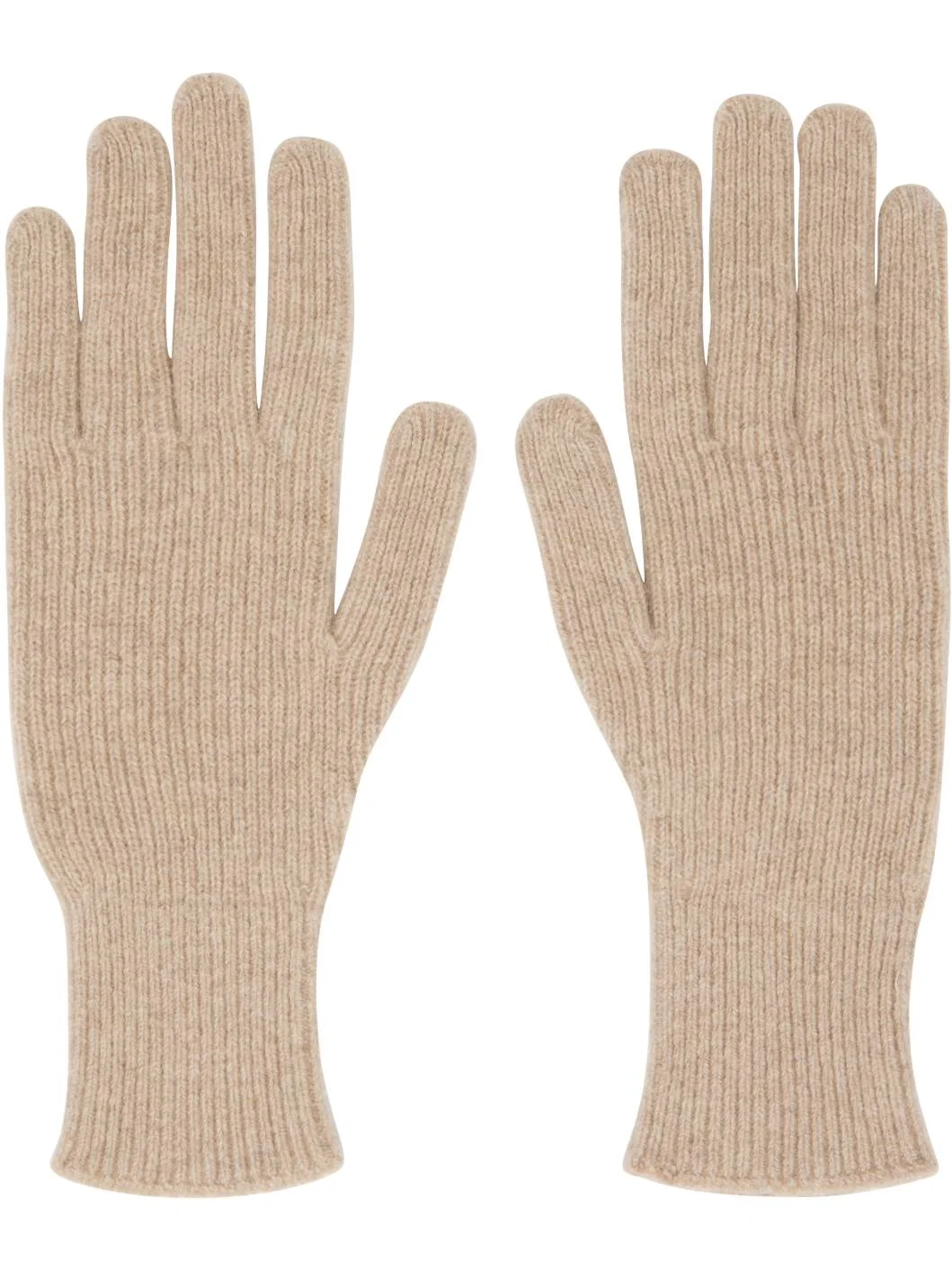 Beige Ribbed Gloves - 1