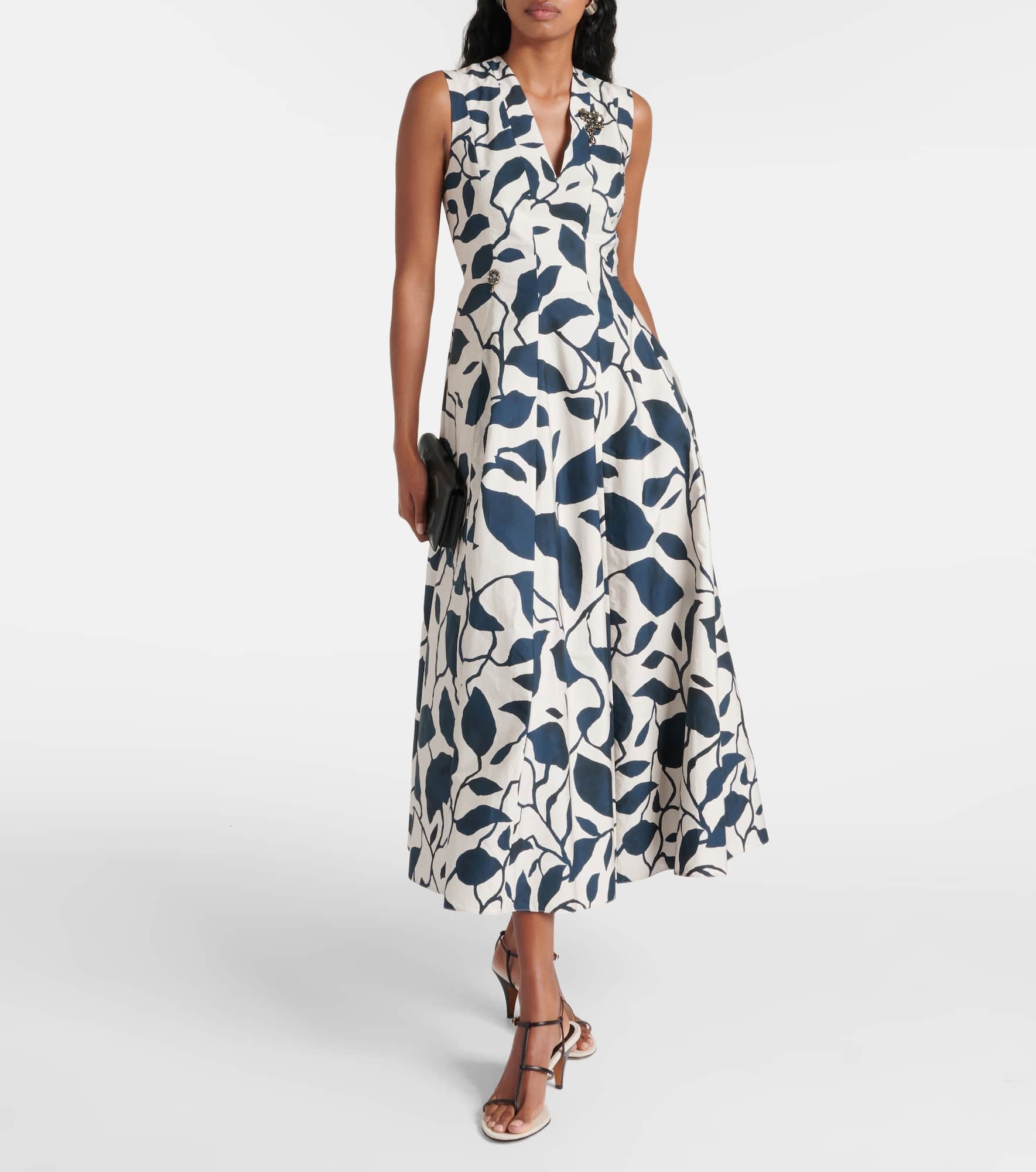 Printed cotton poplin midi dress - 2