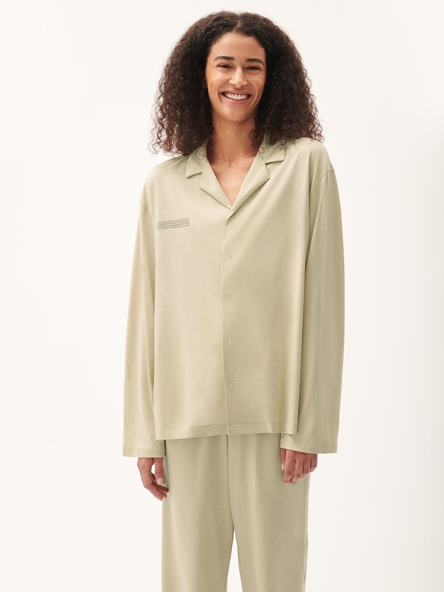 Womens 365 Lightweight Long Pyjama Set  - Maitake Beige - 3