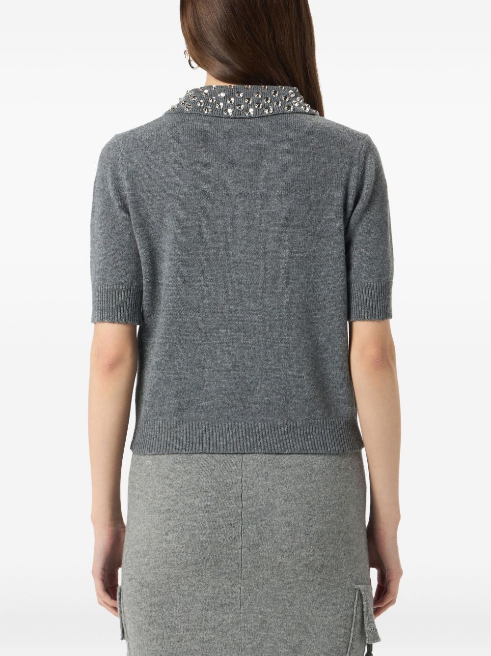 beaded-collar polo top - 5