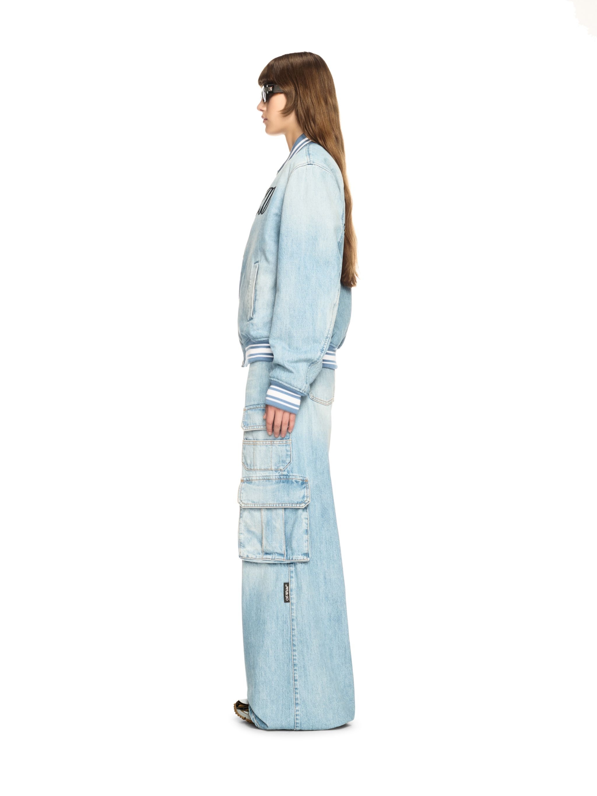 Light Blue Denim Varsity Jacket - 3