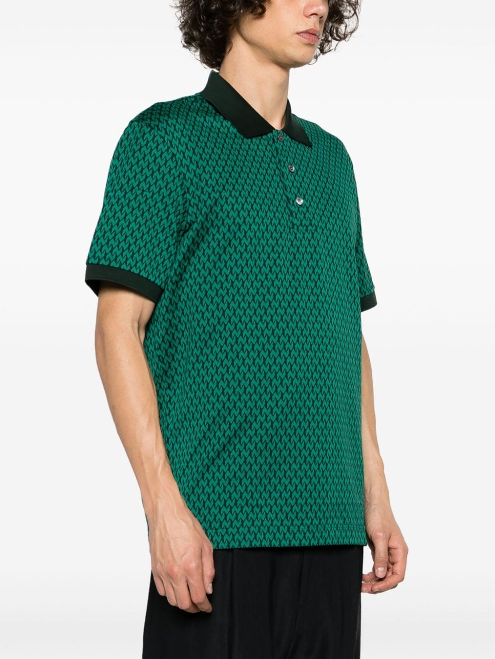 monogram-pattern cotton polo shirt - 3