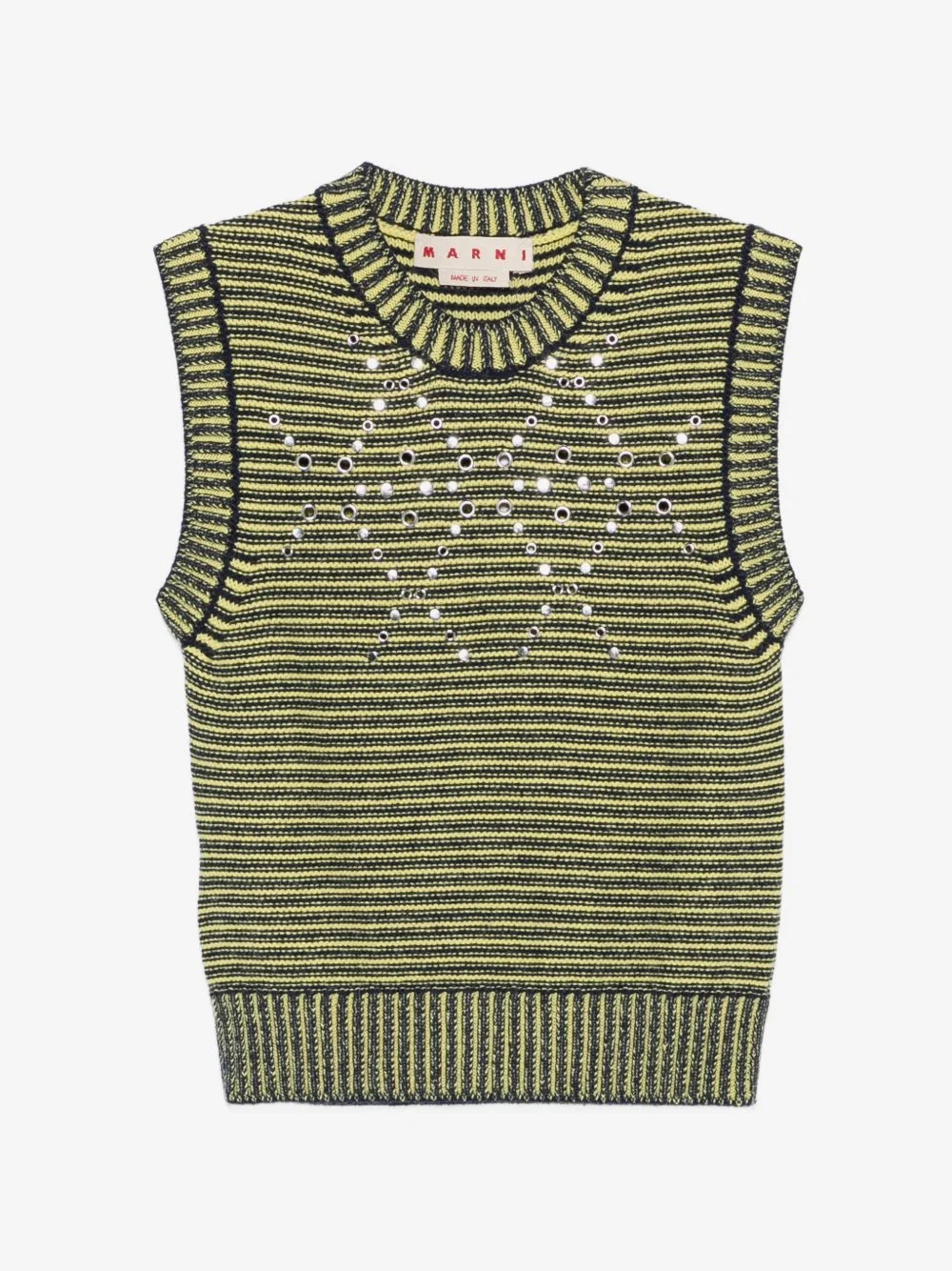 eyelet-embellished striped sweater - 1