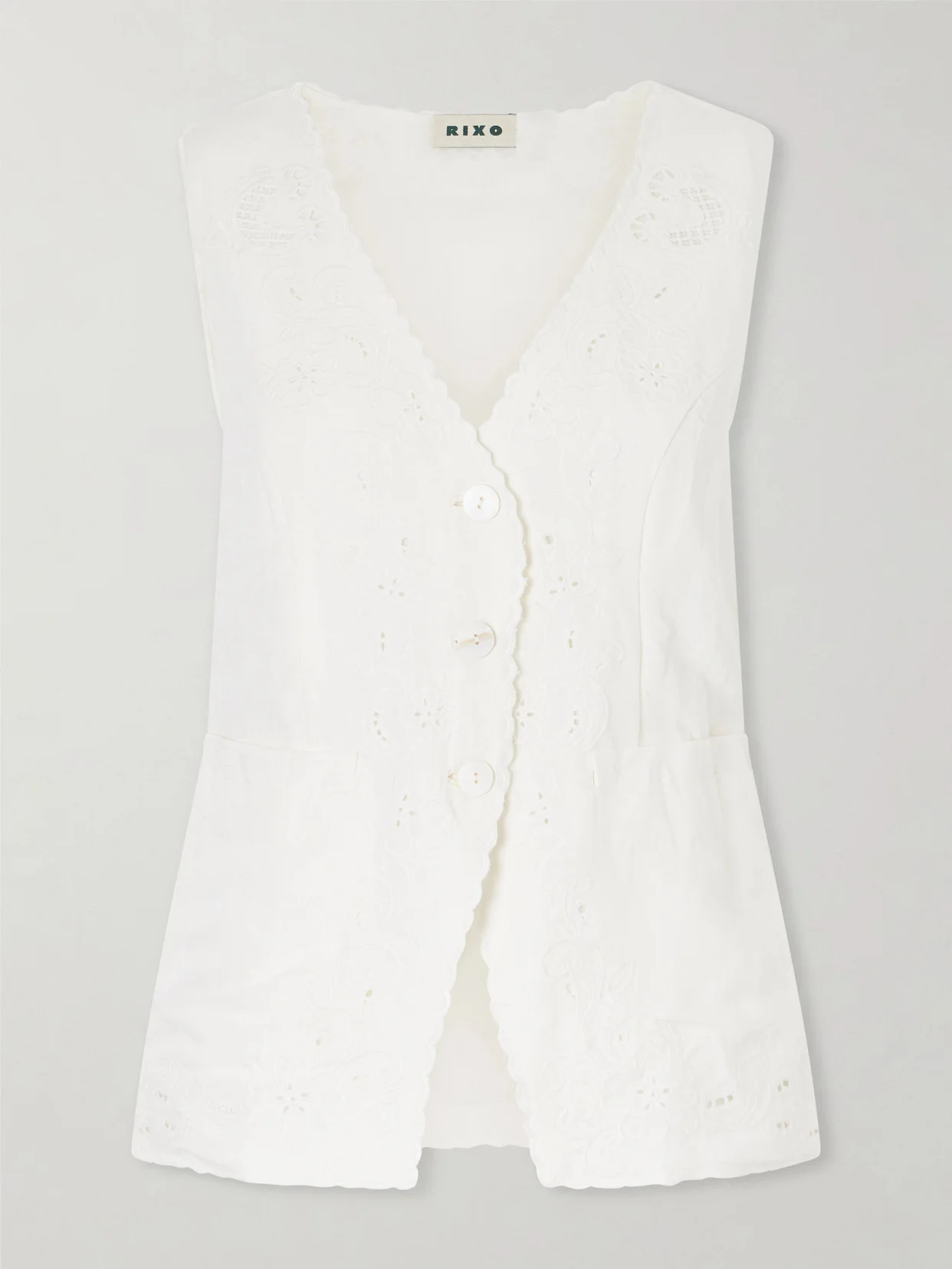 Jesse Broderie Anglaise Linen-blend Top - 1