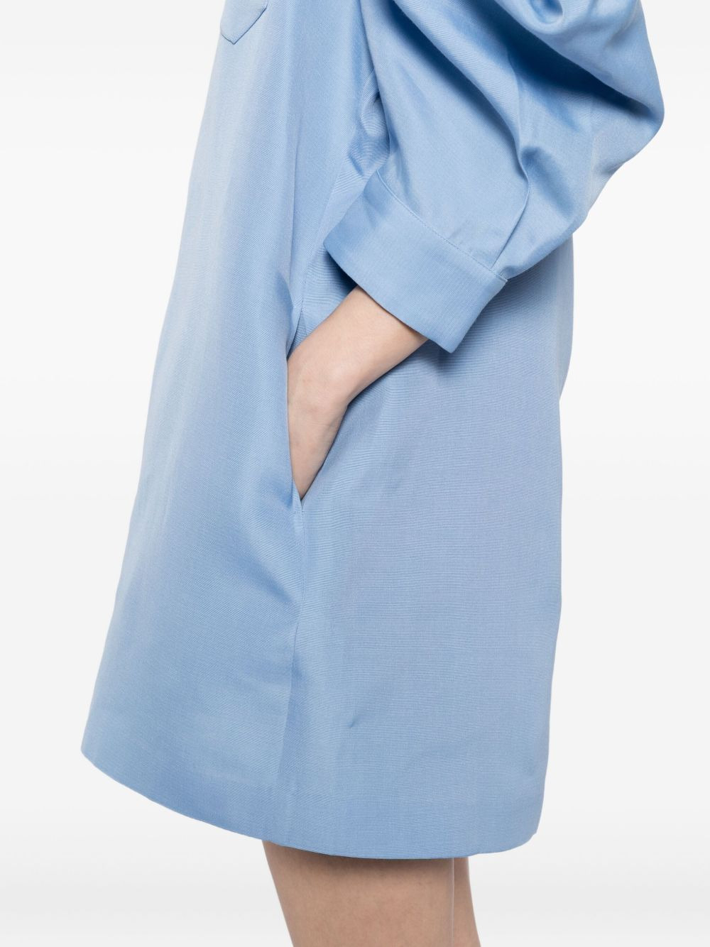 double-faced puff-sleeves dress - 5