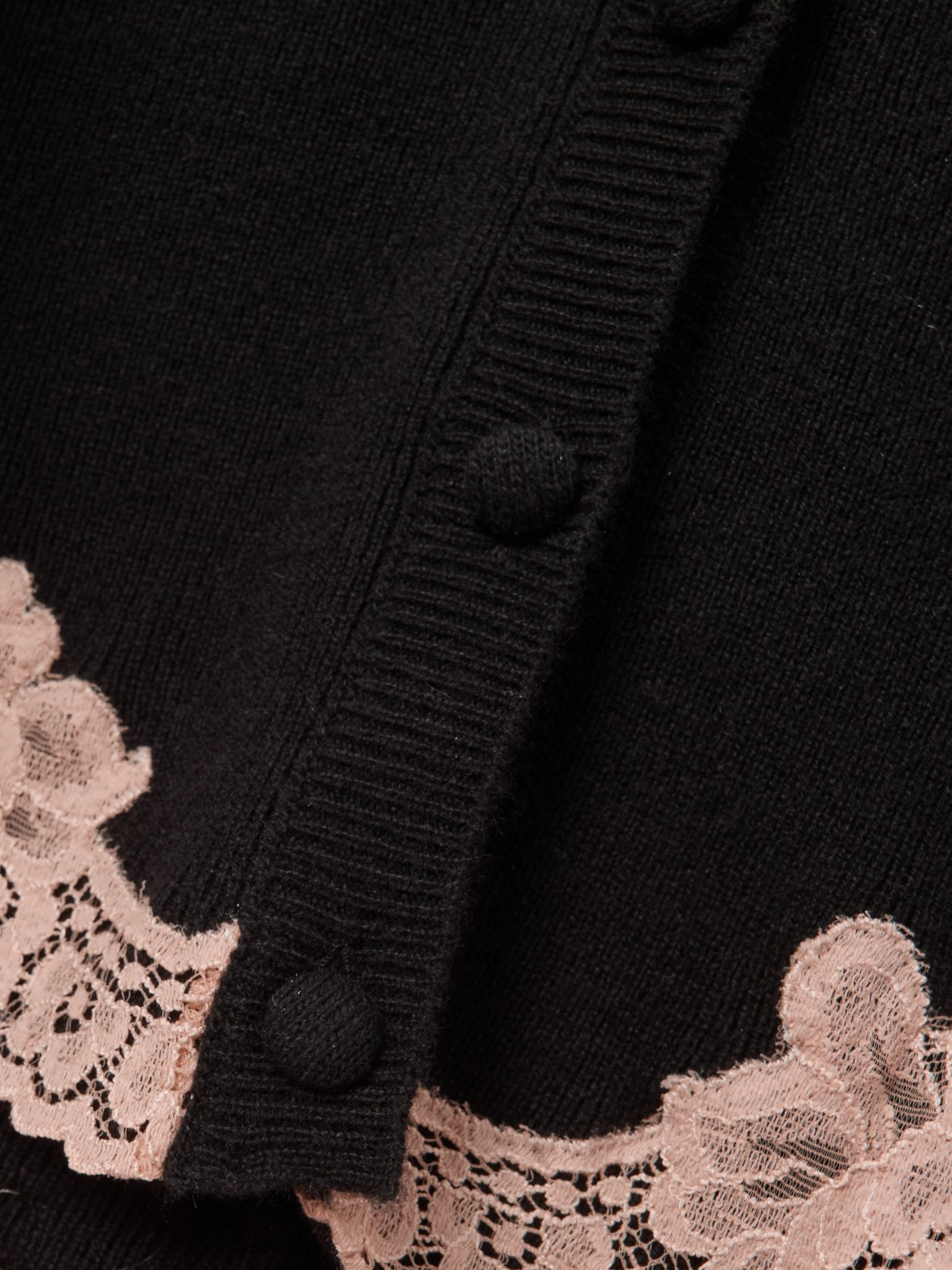 Lace-trimmed cashmere cardigan Black - 4