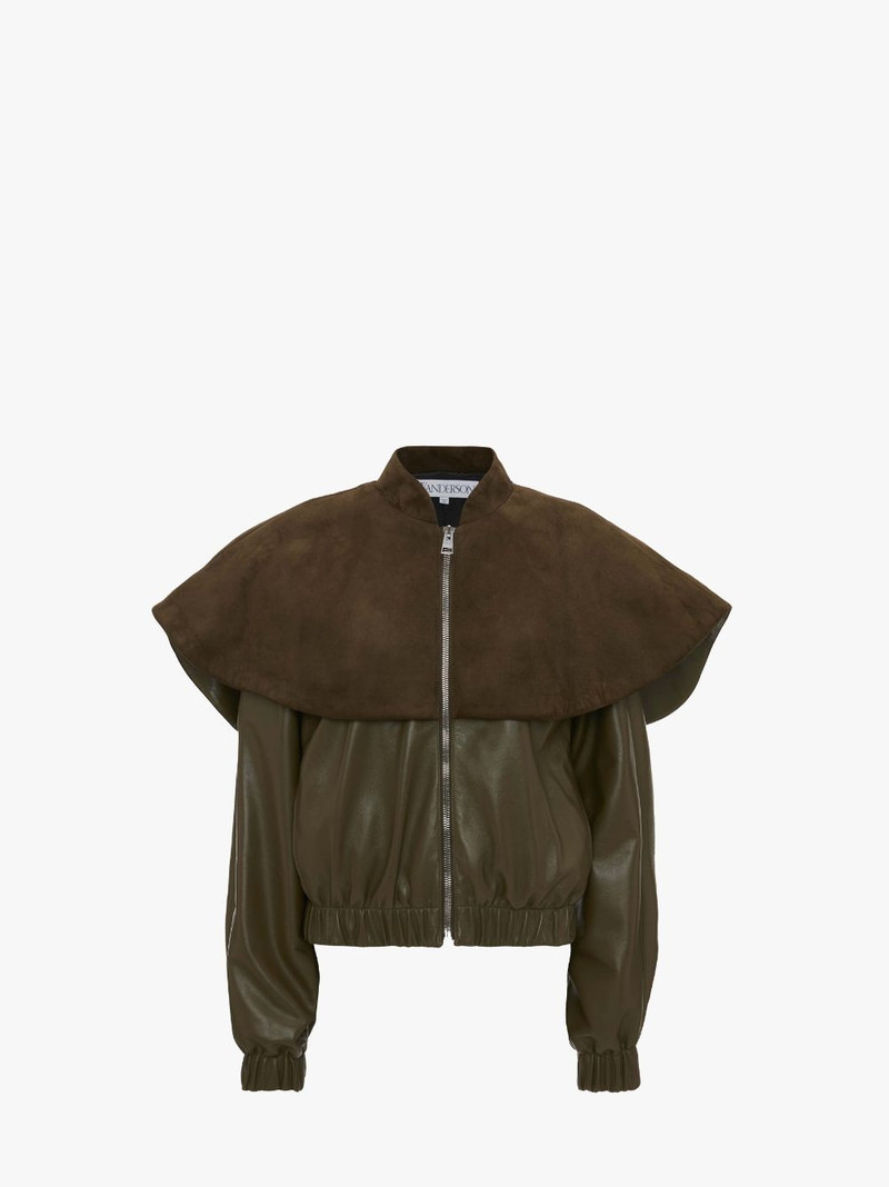 LEATHER BOMBER JACKET WITH OVERSIZED COLLAR 1