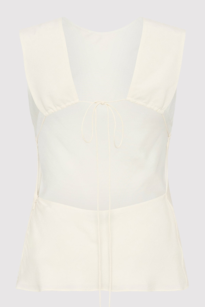 ST. AGNI Rouleau Tie Top - Porcelain outlook