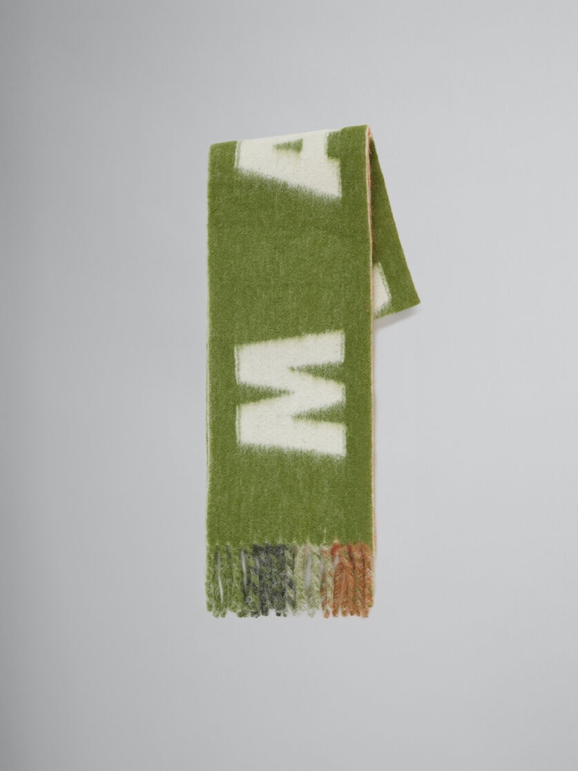 GREEN MOHAIR AND WOOL SCARF WITH MAXI LOGO 1