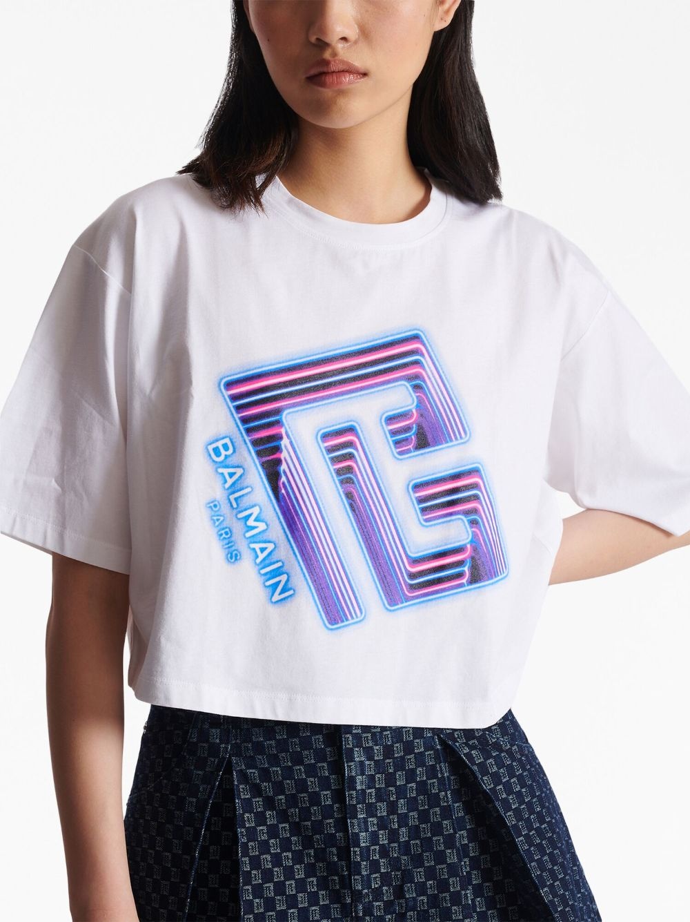 logo-print cropped T-shirt - 6
